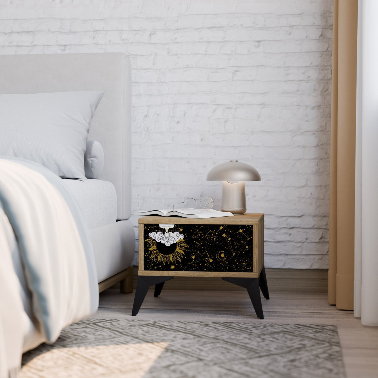 STELLAR CONSTELLATIONS Comodino in effetto rovere