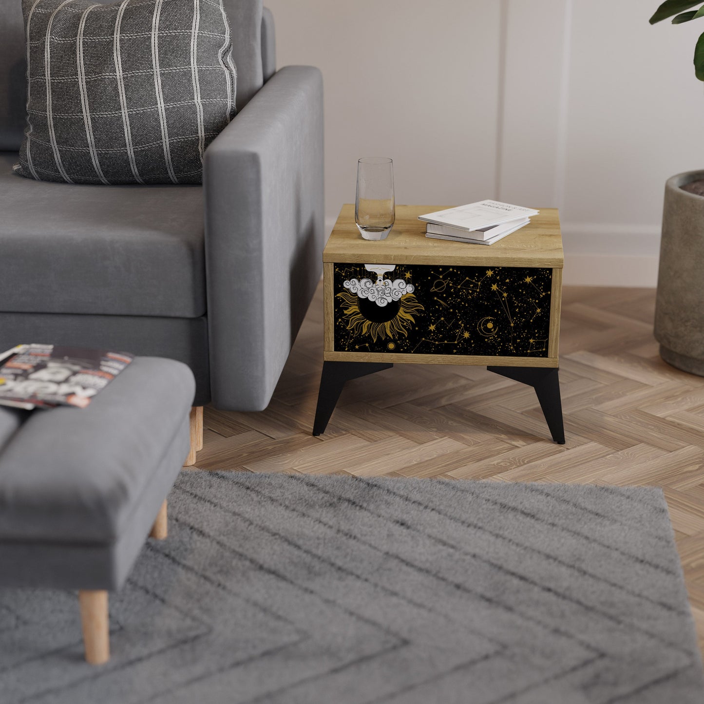 STELLAR CONSTELLATIONS Comodino in effetto rovere