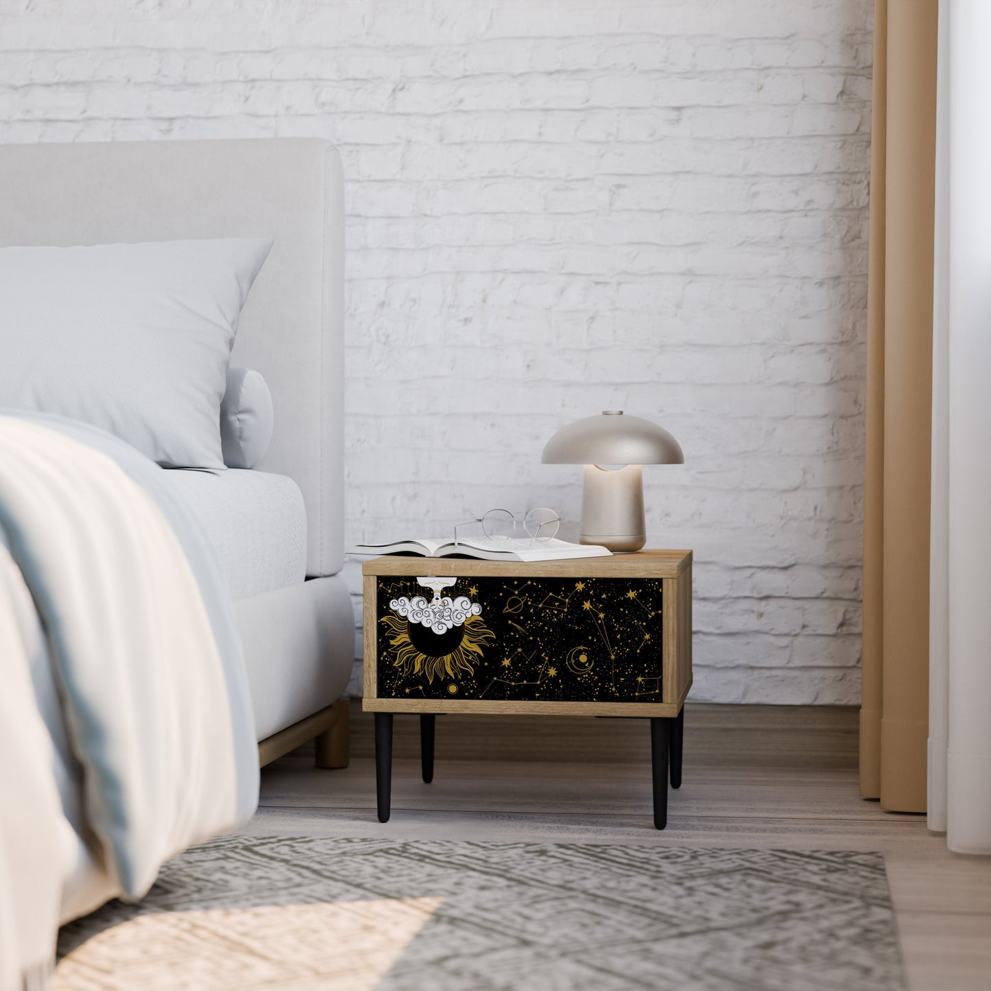 STELLAR CONSTELLATIONS Comodino in effetto rovere