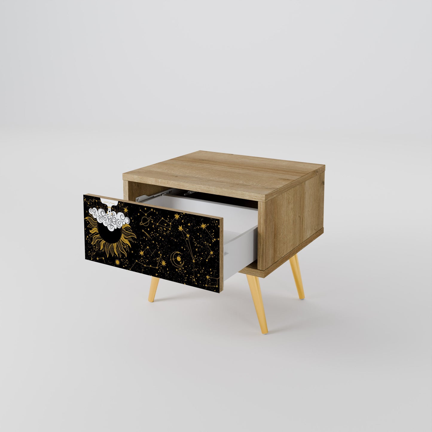 STELLAR CONSTELLATIONS Comodino in effetto rovere