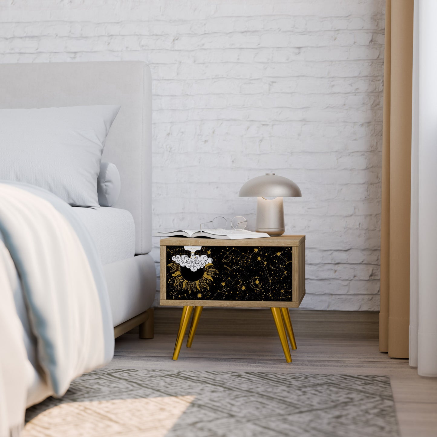 STELLAR CONSTELLATIONS Comodino in effetto rovere