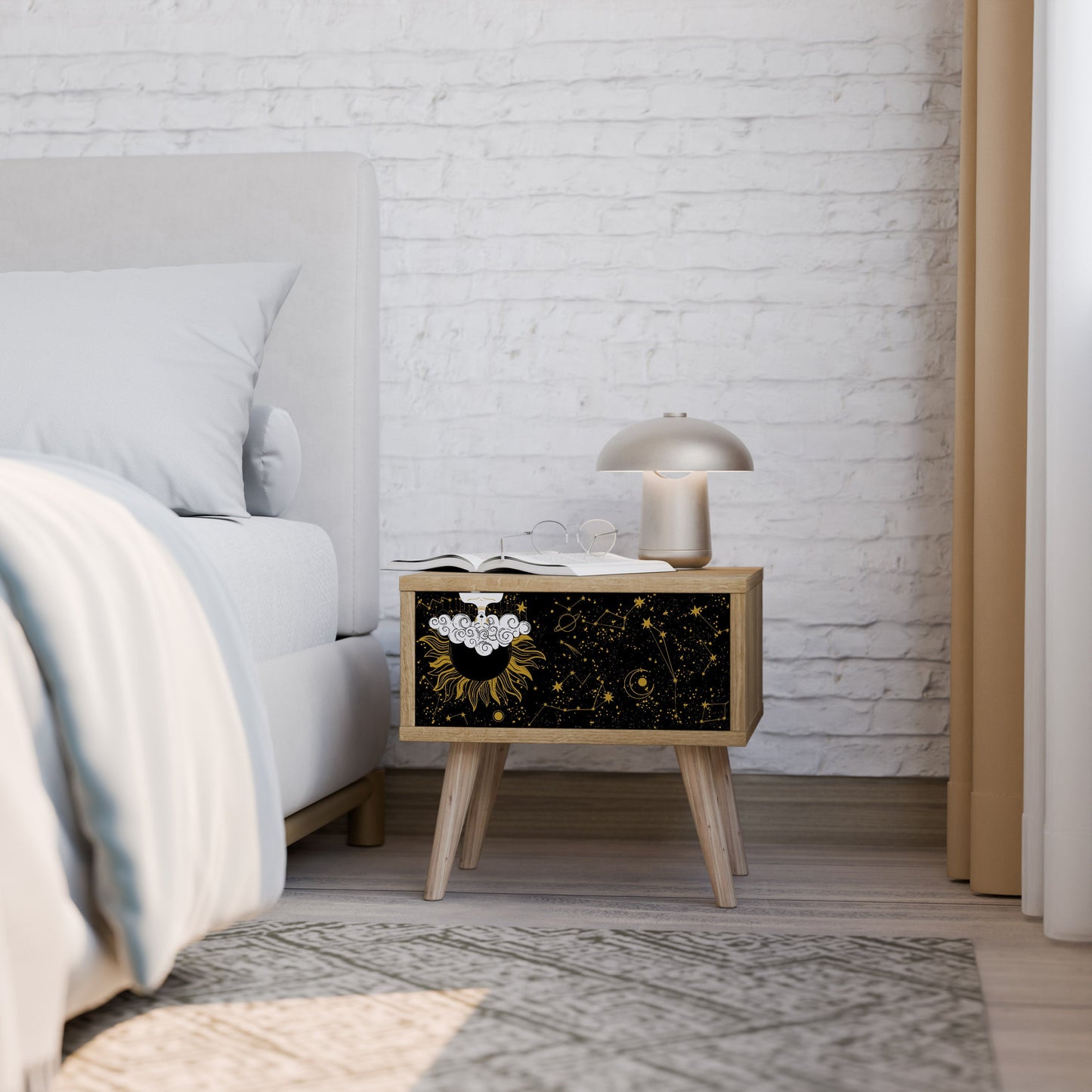 STELLAR CONSTELLATIONS Comodino in effetto rovere