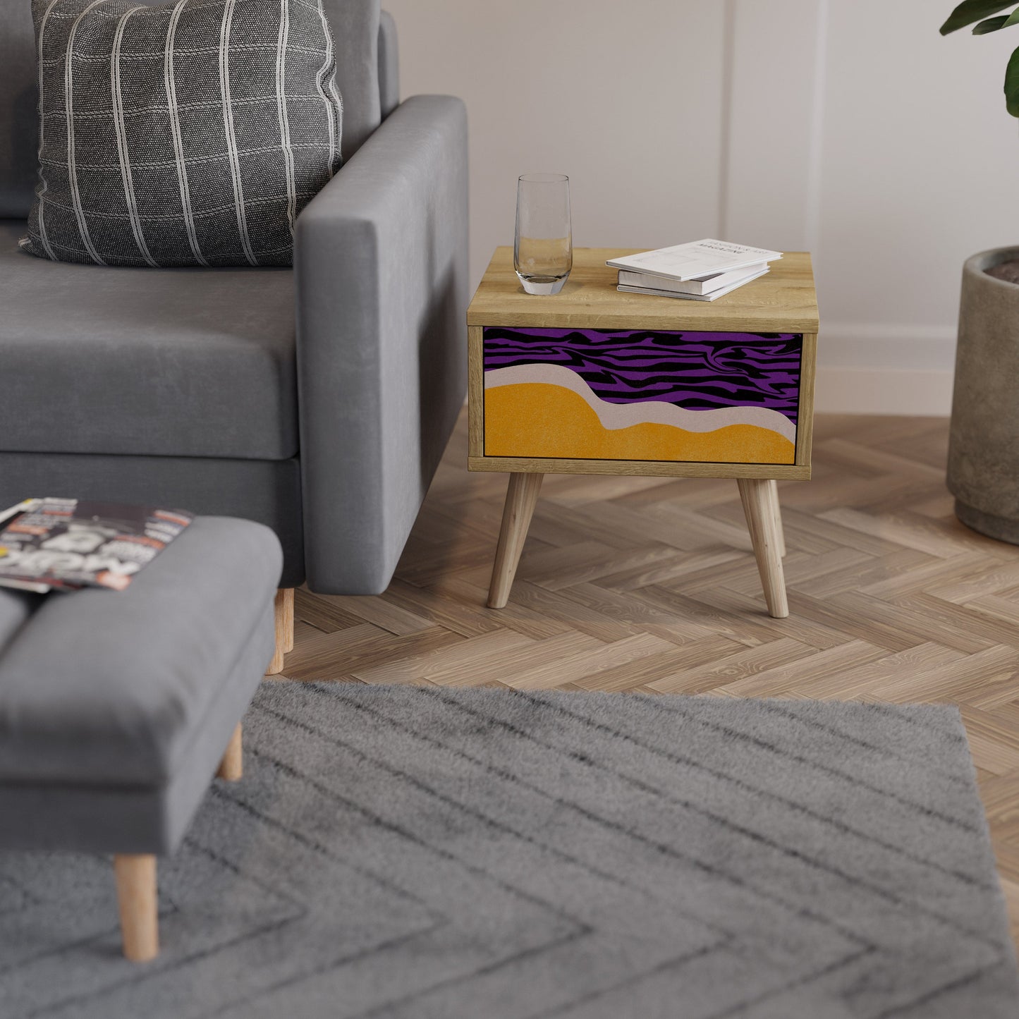 Comodino INDEPENDENT BORDER in effetto rovere