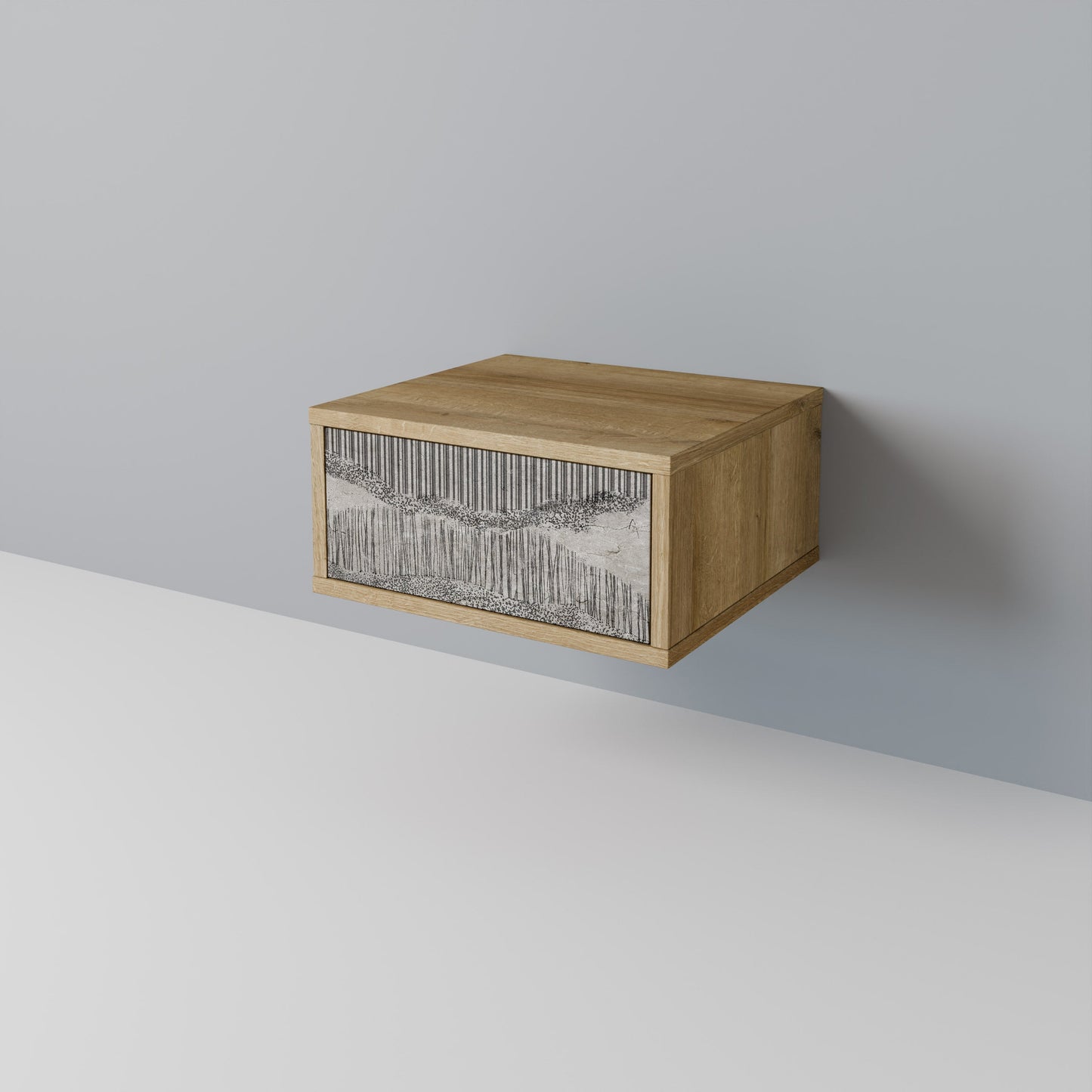 Comodino GRAIN LINES in effetto rovere