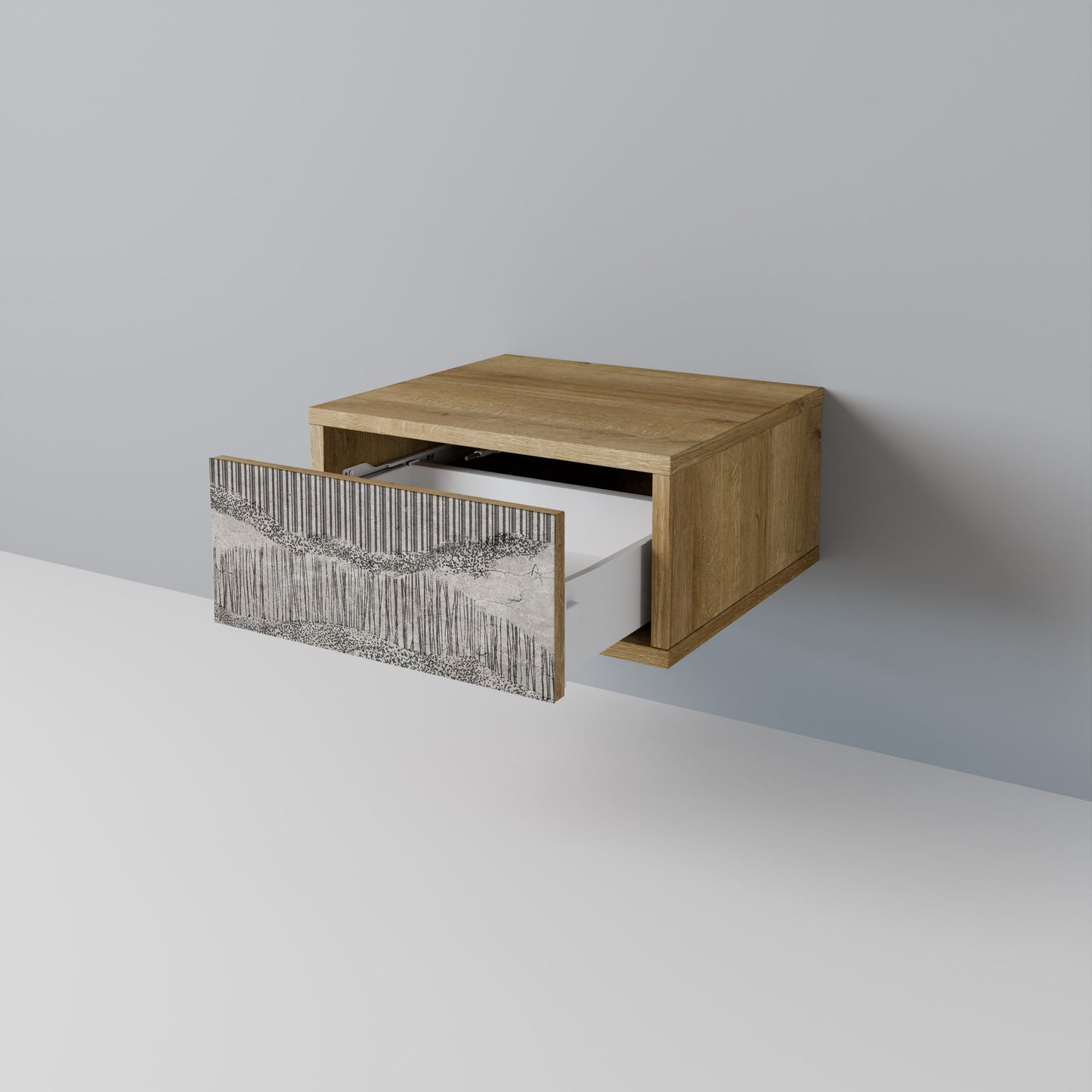 Comodino GRAIN LINES in effetto rovere