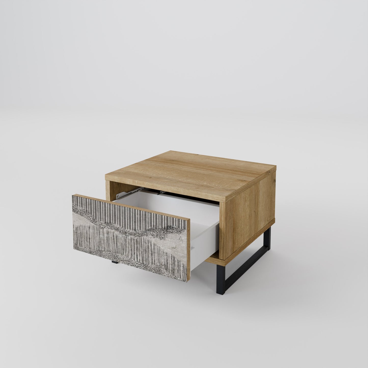 Comodino GRAIN LINES in effetto rovere