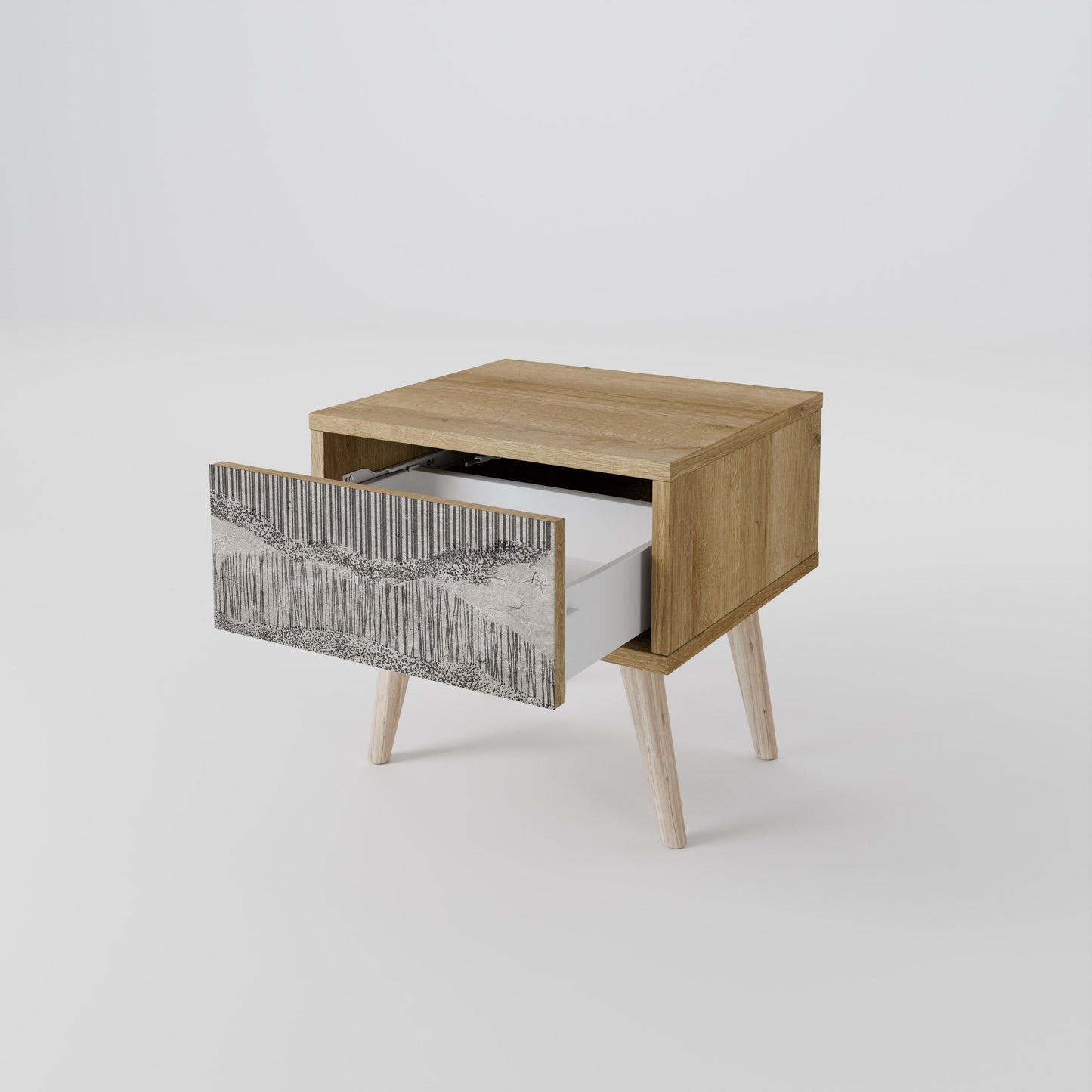 Comodino GRAIN LINES in effetto rovere