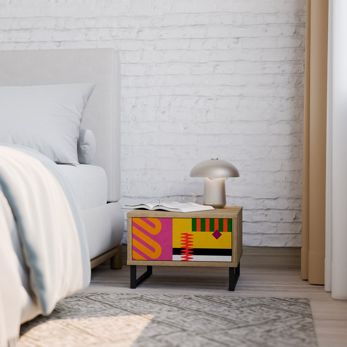 Comodino VIVID ART in effetto rovere