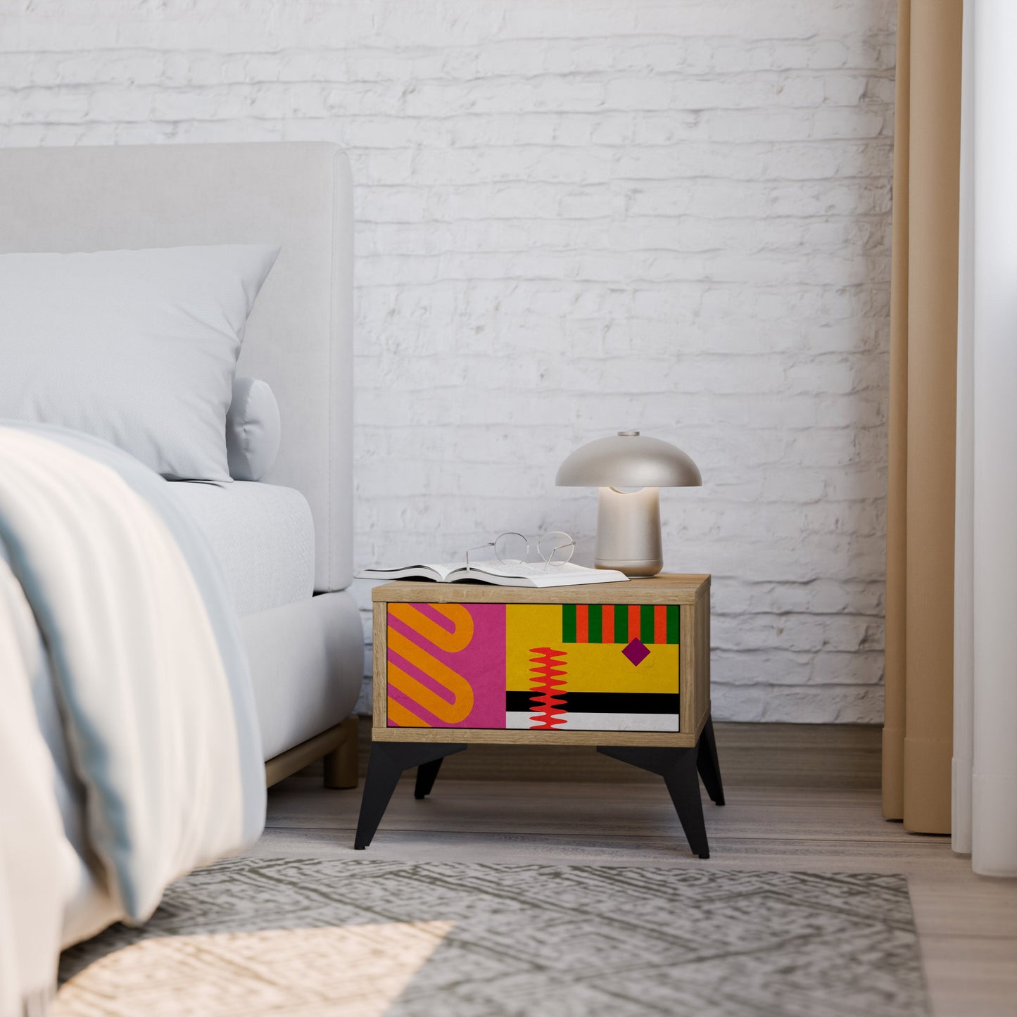 Comodino VIVID ART in effetto rovere