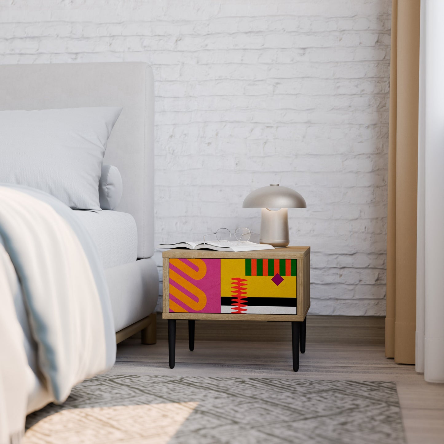 Comodino VIVID ART in effetto rovere