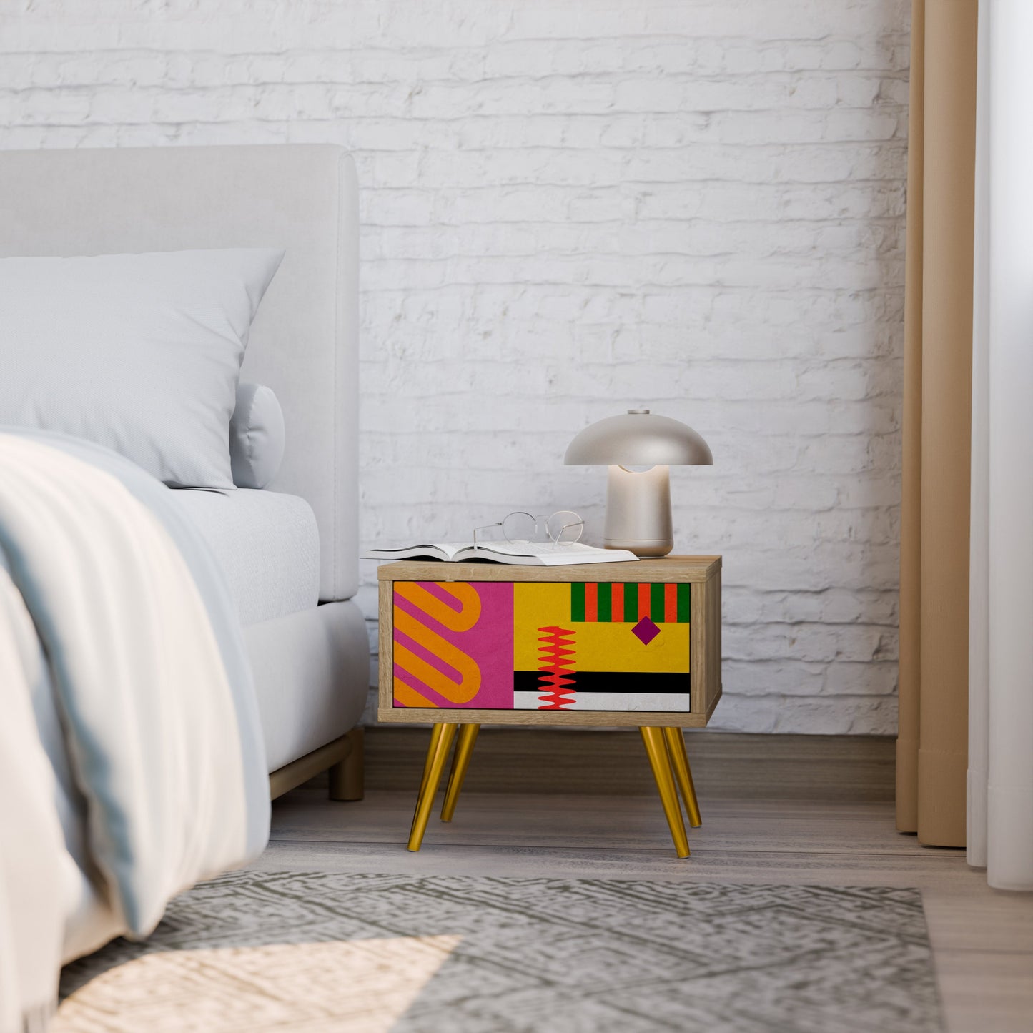 Comodino VIVID ART in effetto rovere