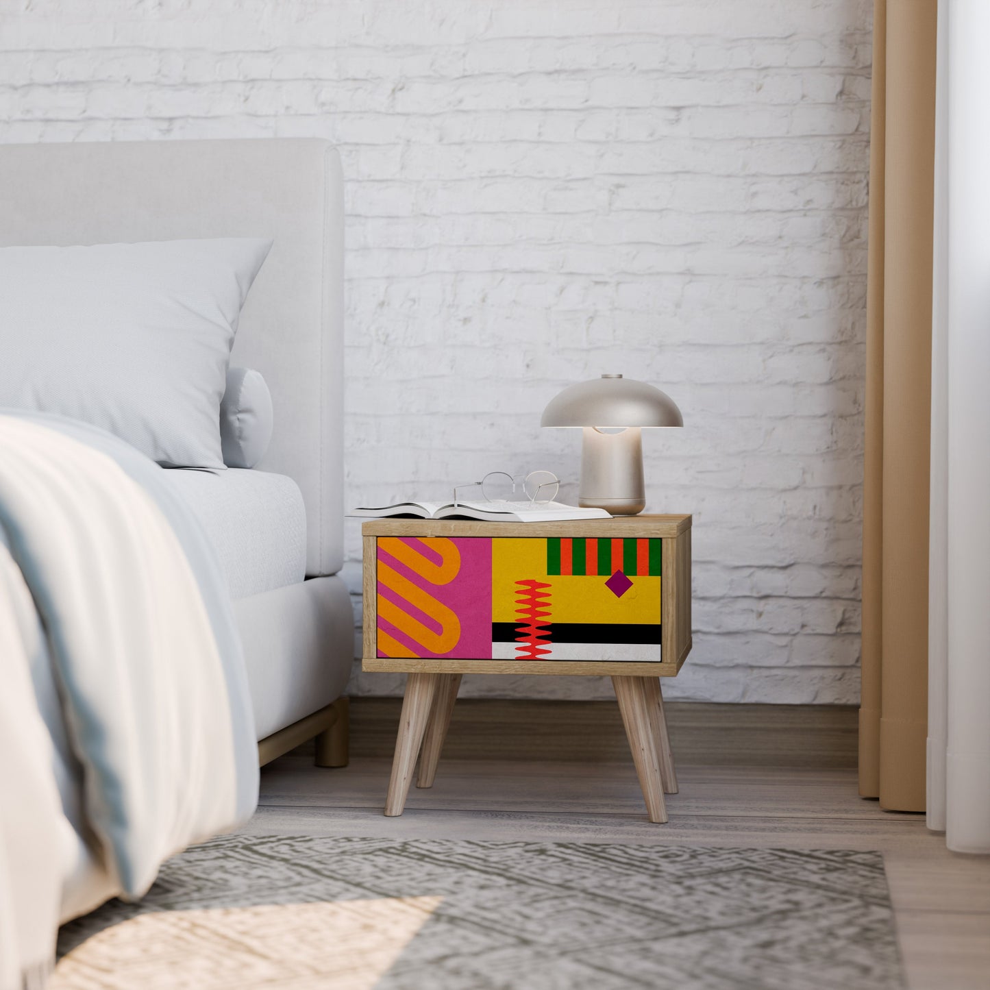 Comodino VIVID ART in effetto rovere