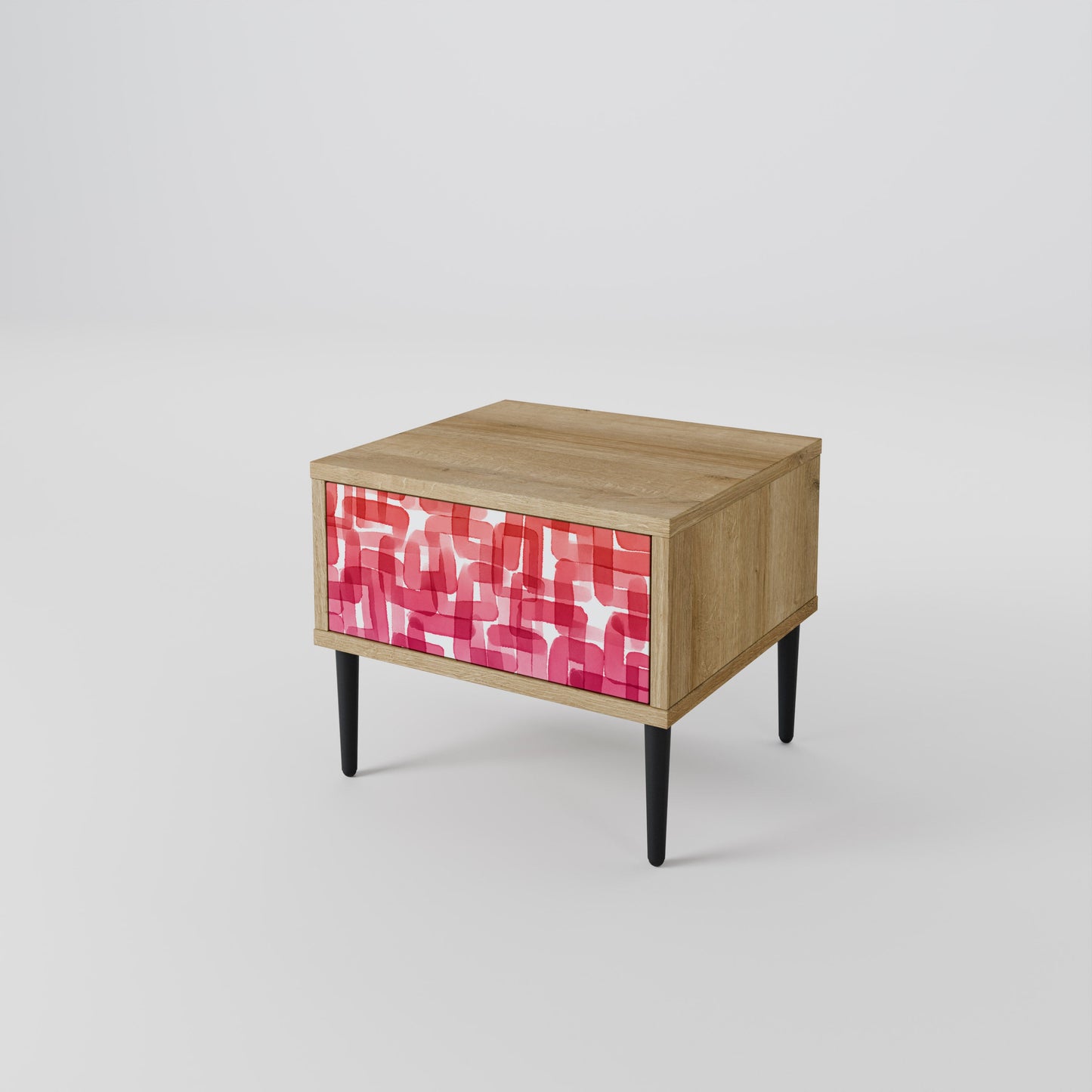 Comodino KALEIDOSCOPIC CUBISM in effetto rovere