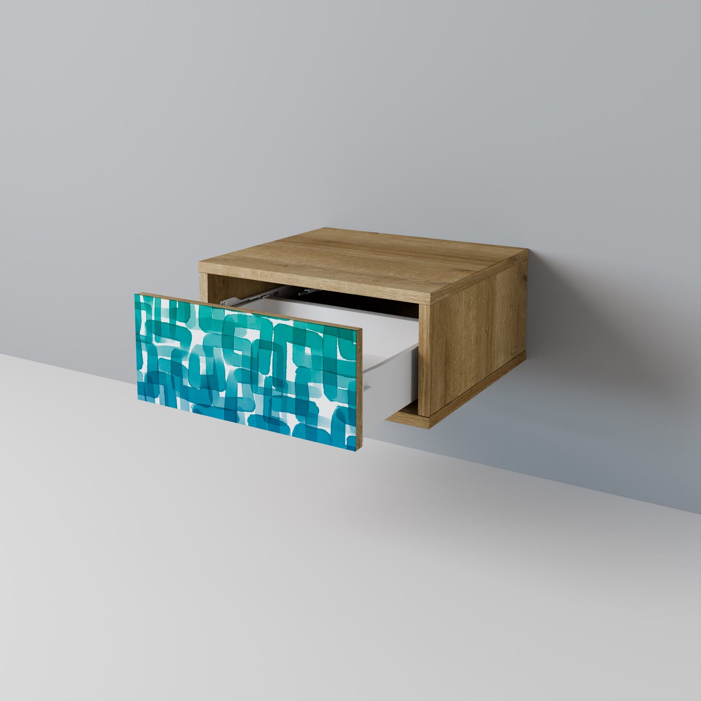 Comodino TURCHESE RETTANGOLI in effetto rovere