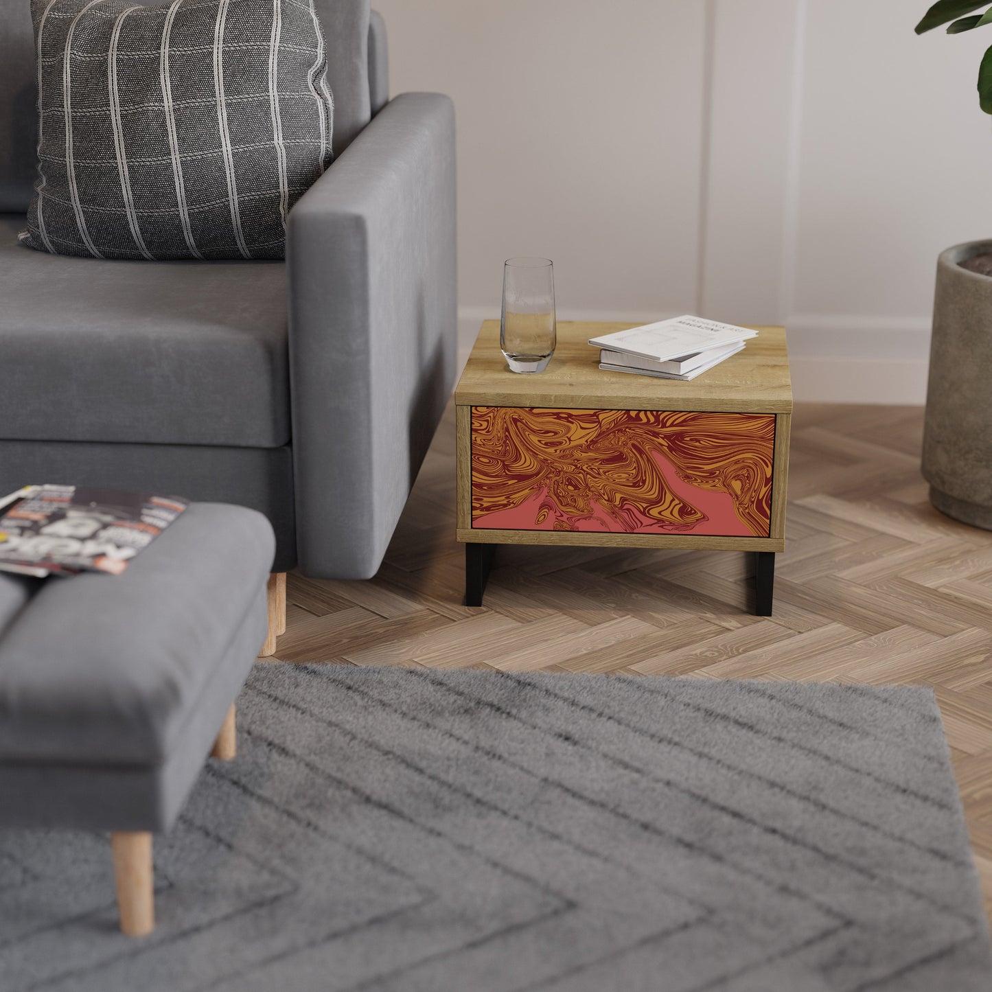 FLOATING THOUGHTS Comodino effetto rovere