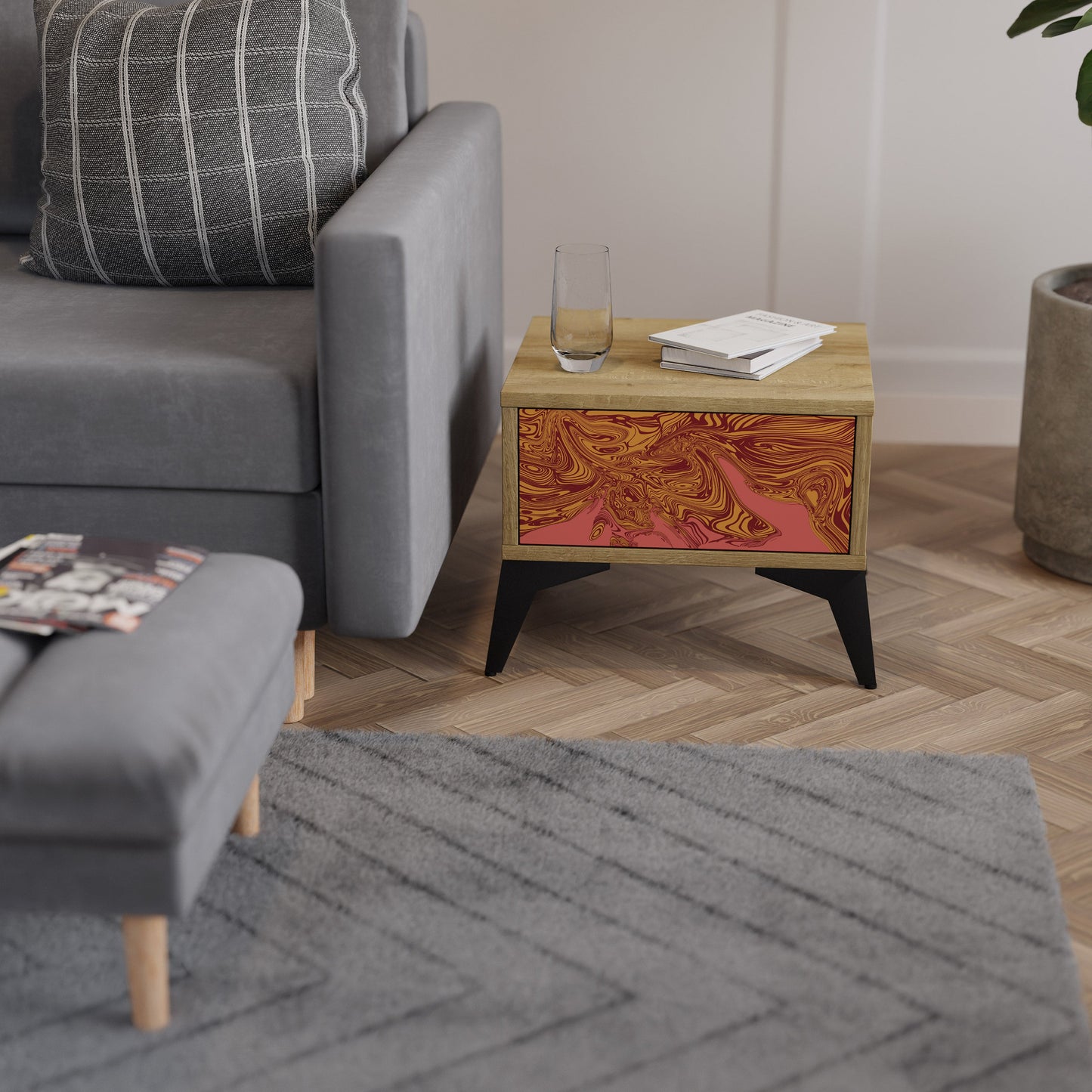 FLOATING THOUGHTS Comodino effetto rovere