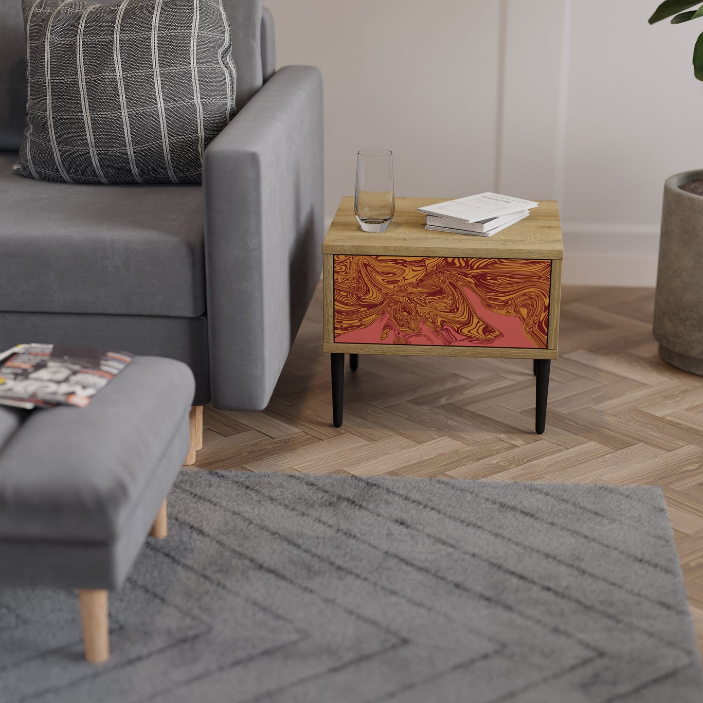 FLOATING THOUGHTS Comodino effetto rovere