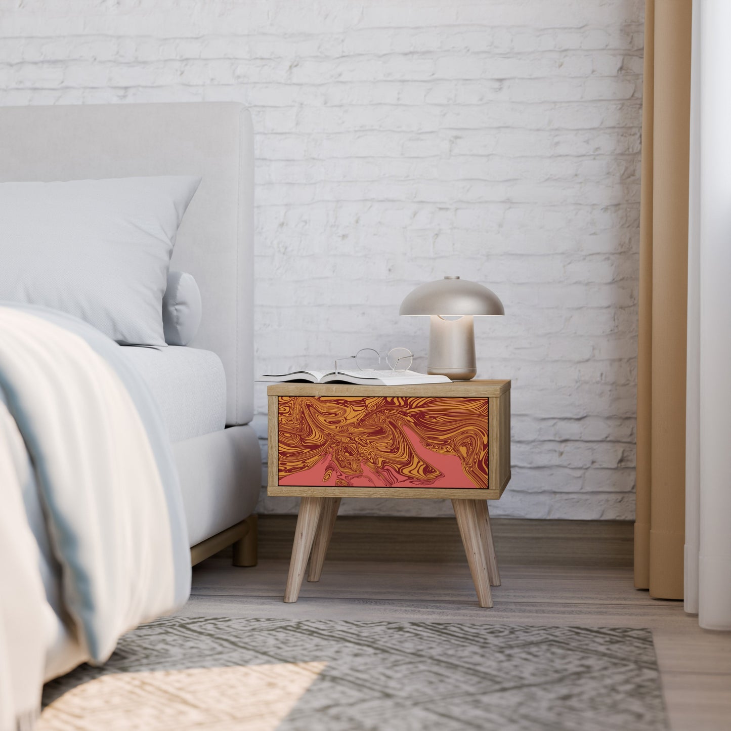 FLOATING THOUGHTS Comodino effetto rovere