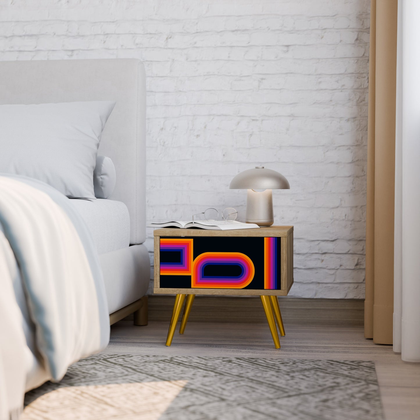 Comodino BLINDED BY THE LIGHTS in effetto rovere