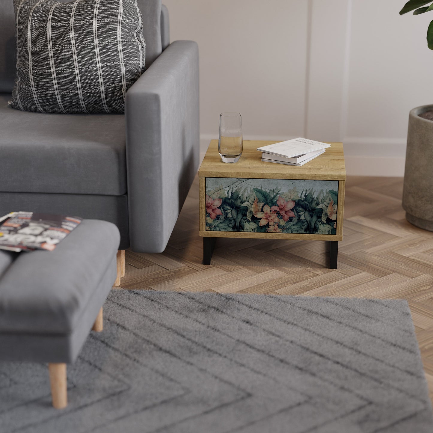Comodino HEAVENLY BLOOM in effetto rovere