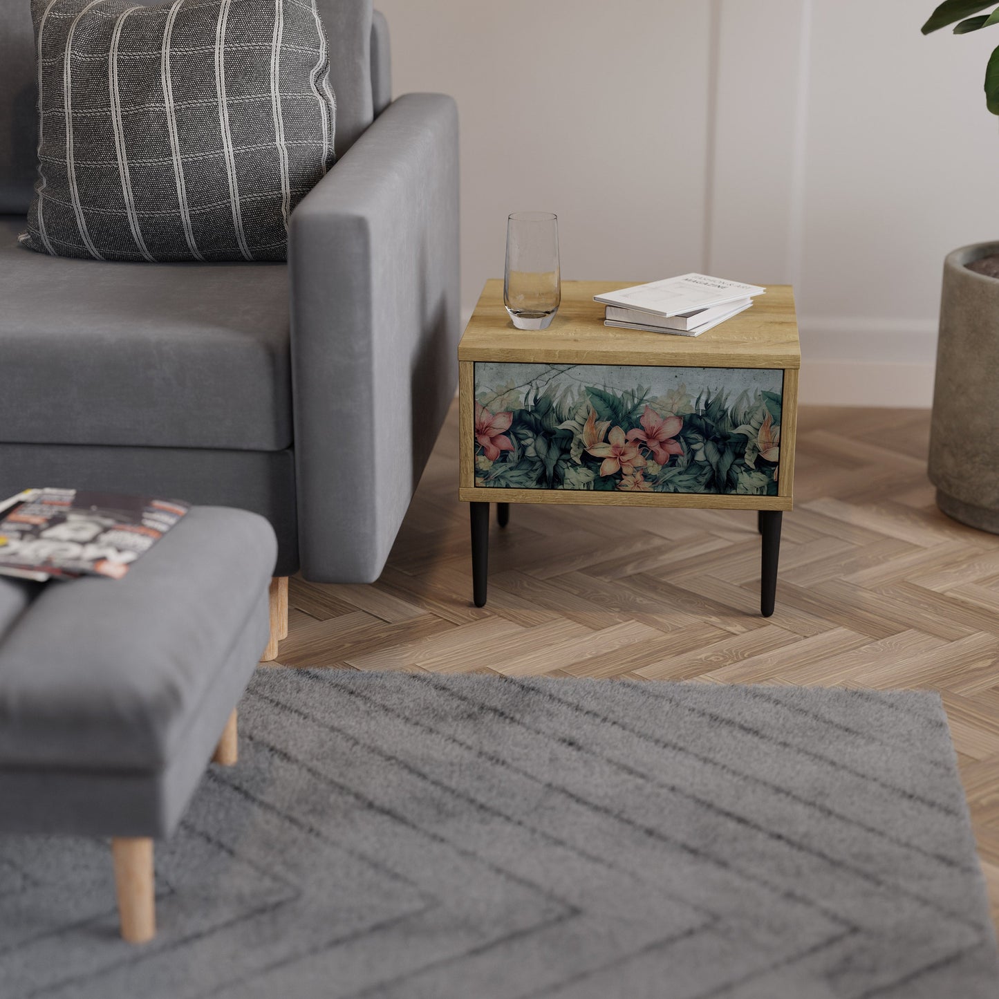 Comodino HEAVENLY BLOOM in effetto rovere