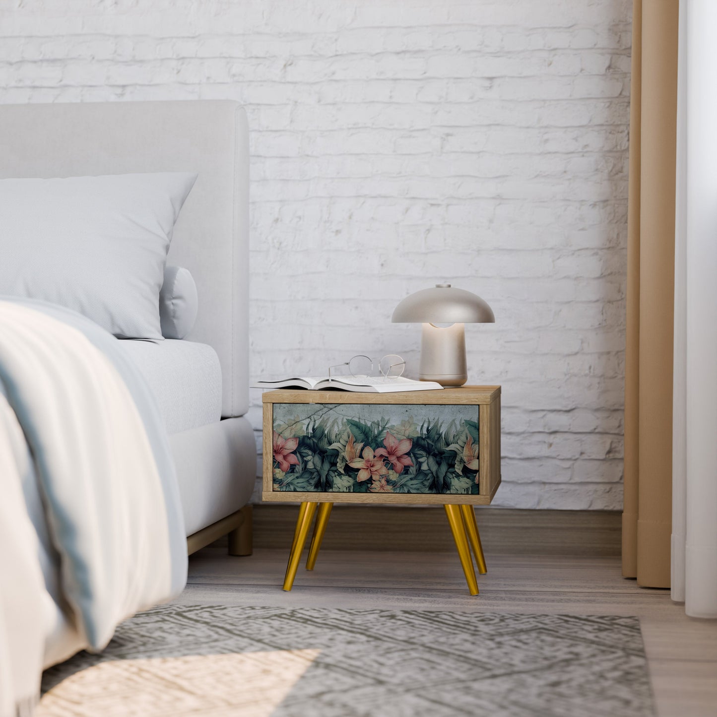 Comodino HEAVENLY BLOOM in effetto rovere