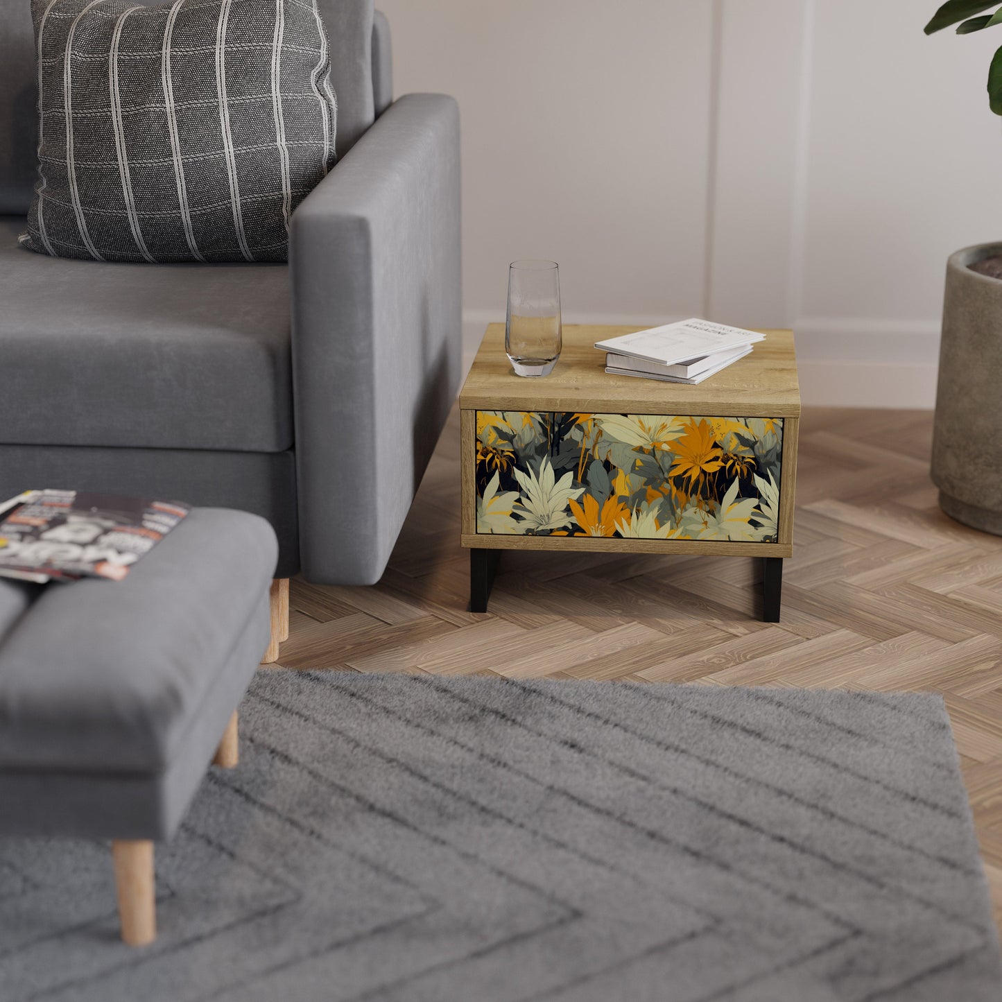 Comodino SUNKISSED LILY in effetto rovere