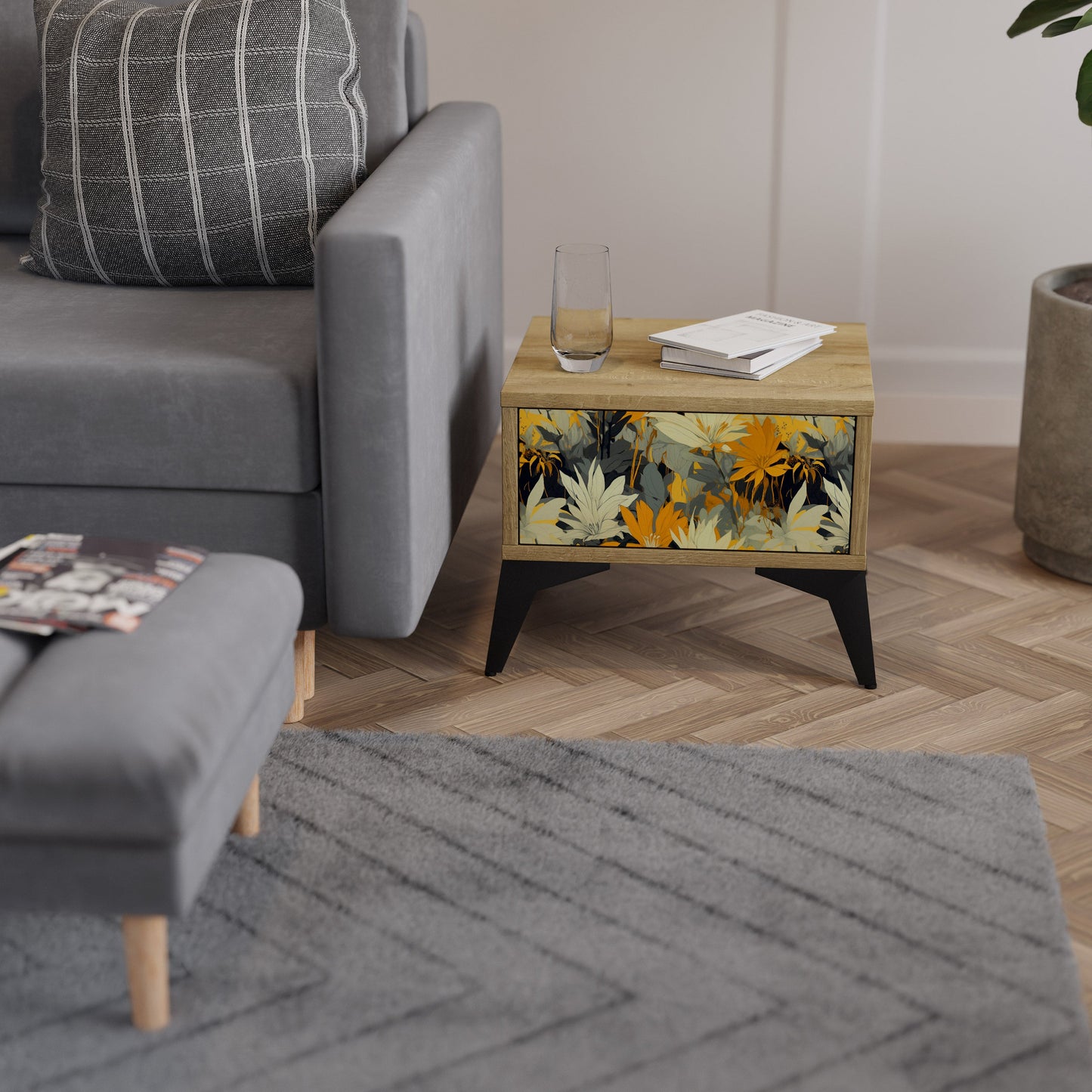 Comodino SUNKISSED LILY in effetto rovere
