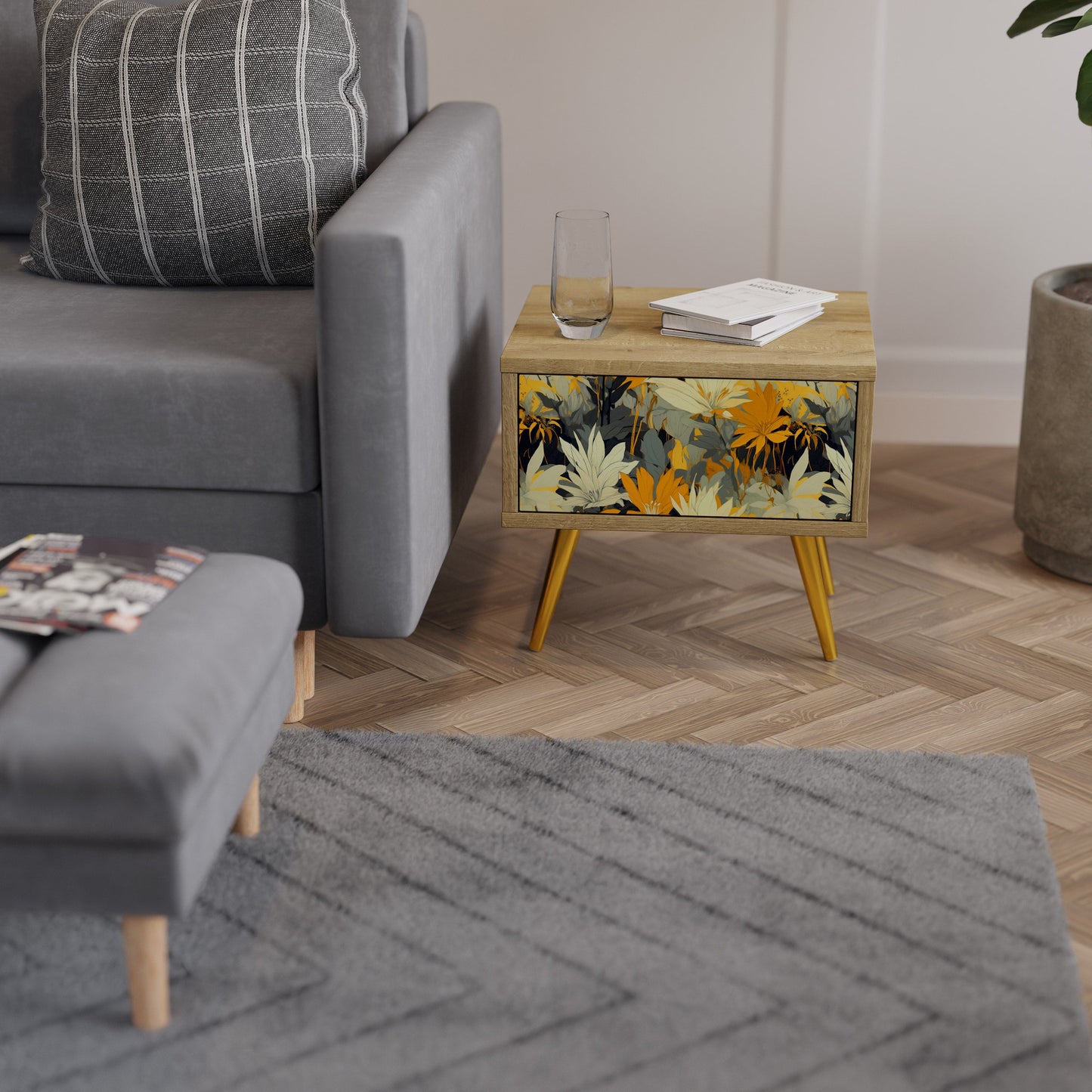 Comodino SUNKISSED LILY in effetto rovere