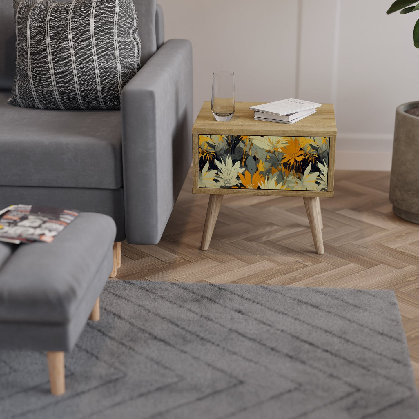 Comodino SUNKISSED LILY in effetto rovere
