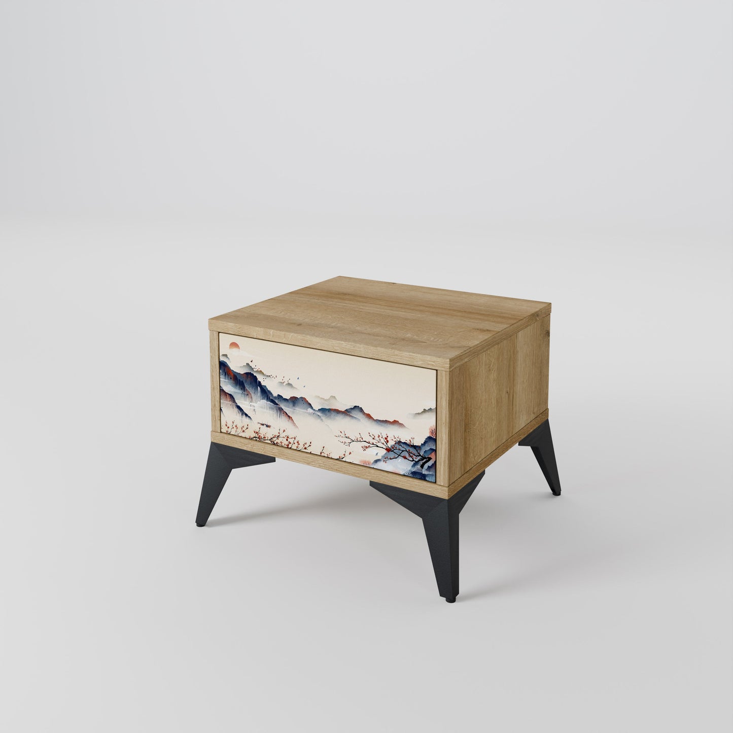 Comodino JAPANESE LANDSCAPE in effetto rovere