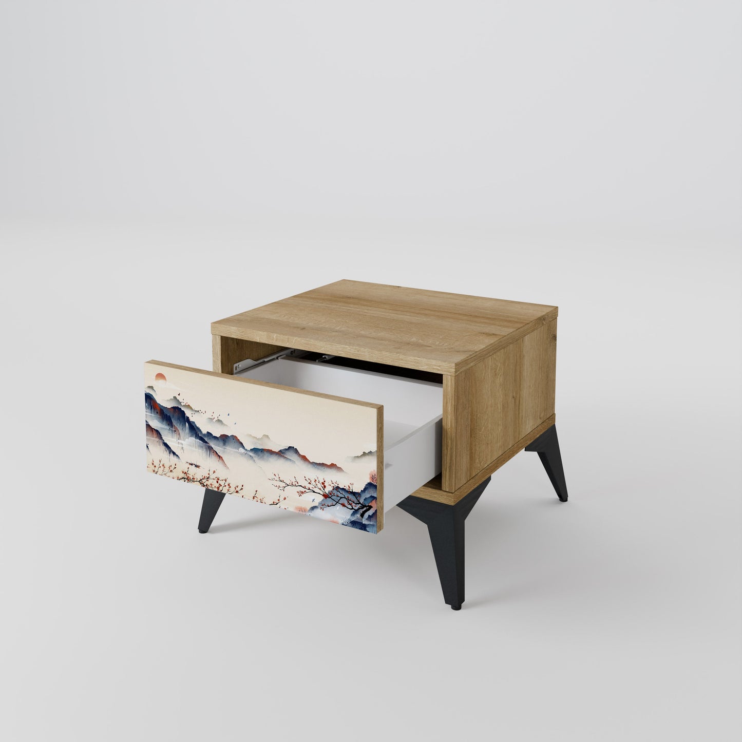 Comodino JAPANESE LANDSCAPE in effetto rovere