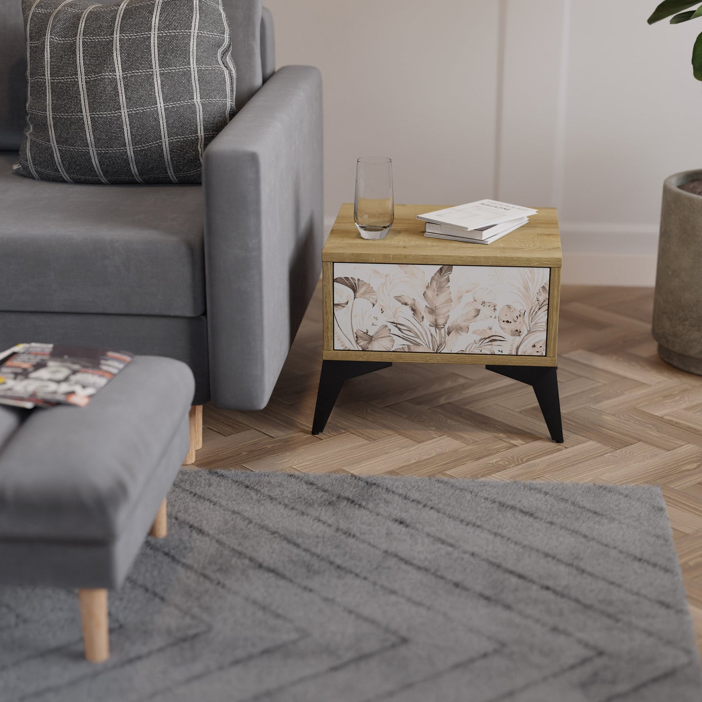 Comodino WILD TENDERNESS in effetto rovere