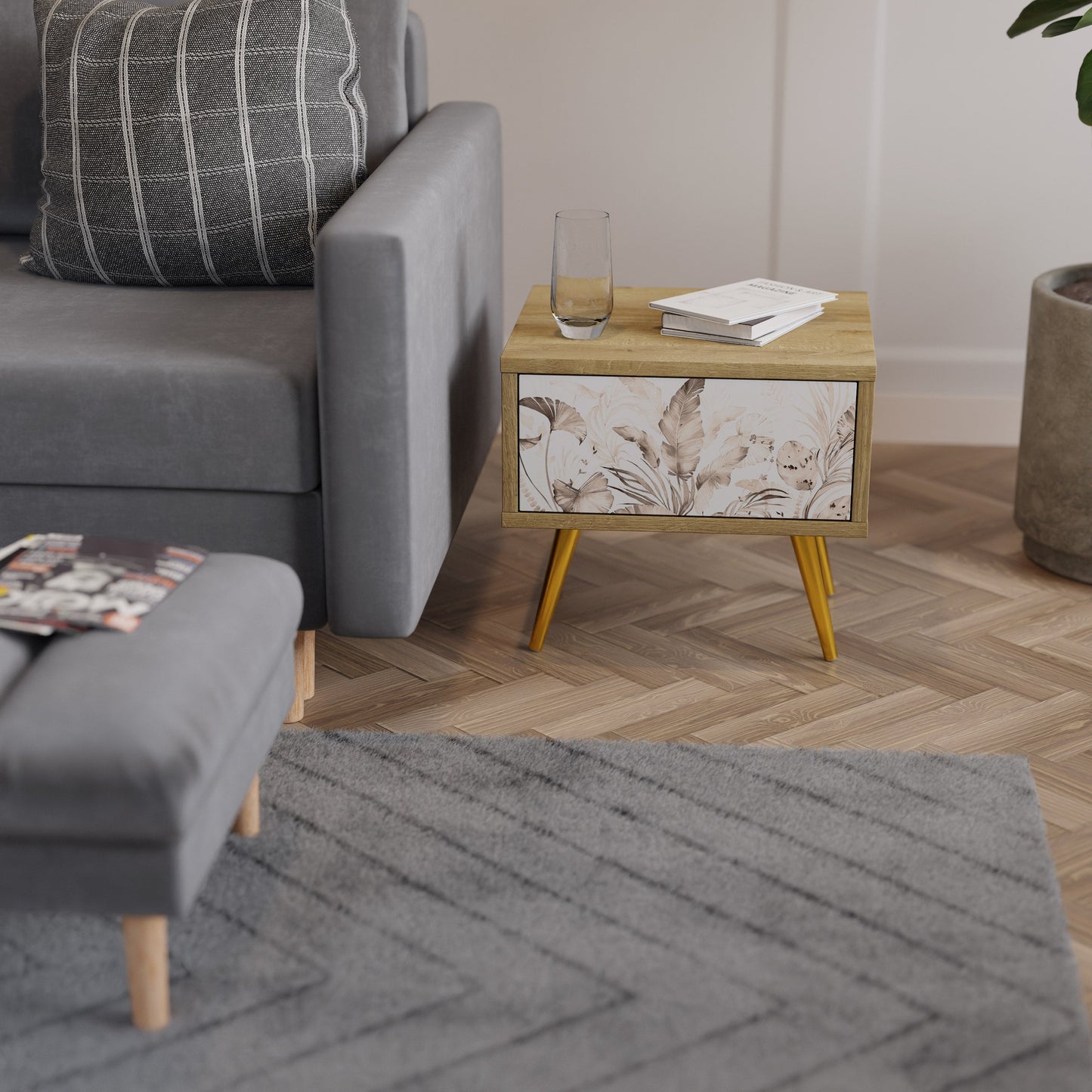 Comodino WILD TENDERNESS in effetto rovere