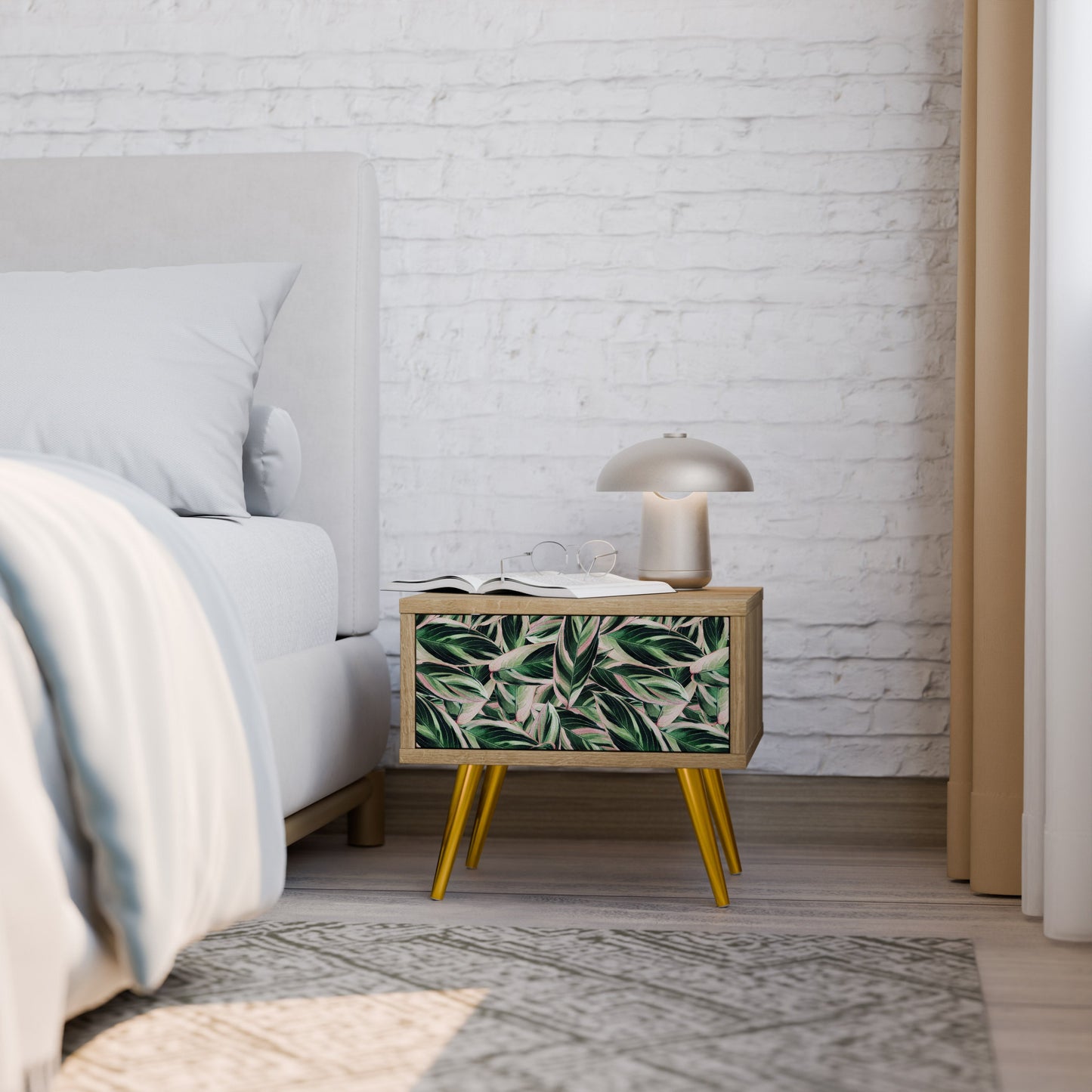 Comodino EERIE STROMANTHE in effetto rovere