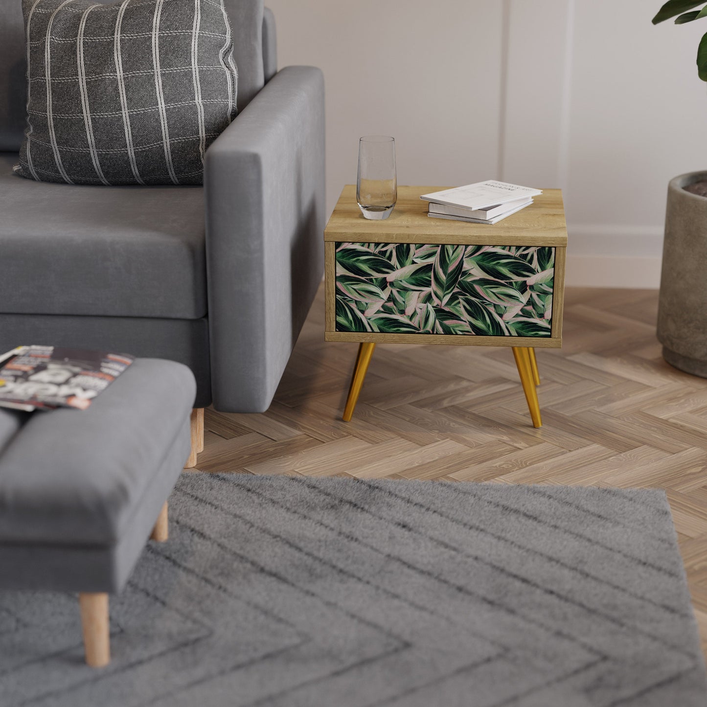 Comodino EERIE STROMANTHE in effetto rovere