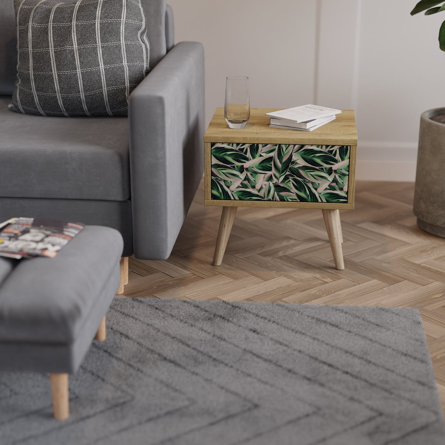 Comodino EERIE STROMANTHE in effetto rovere