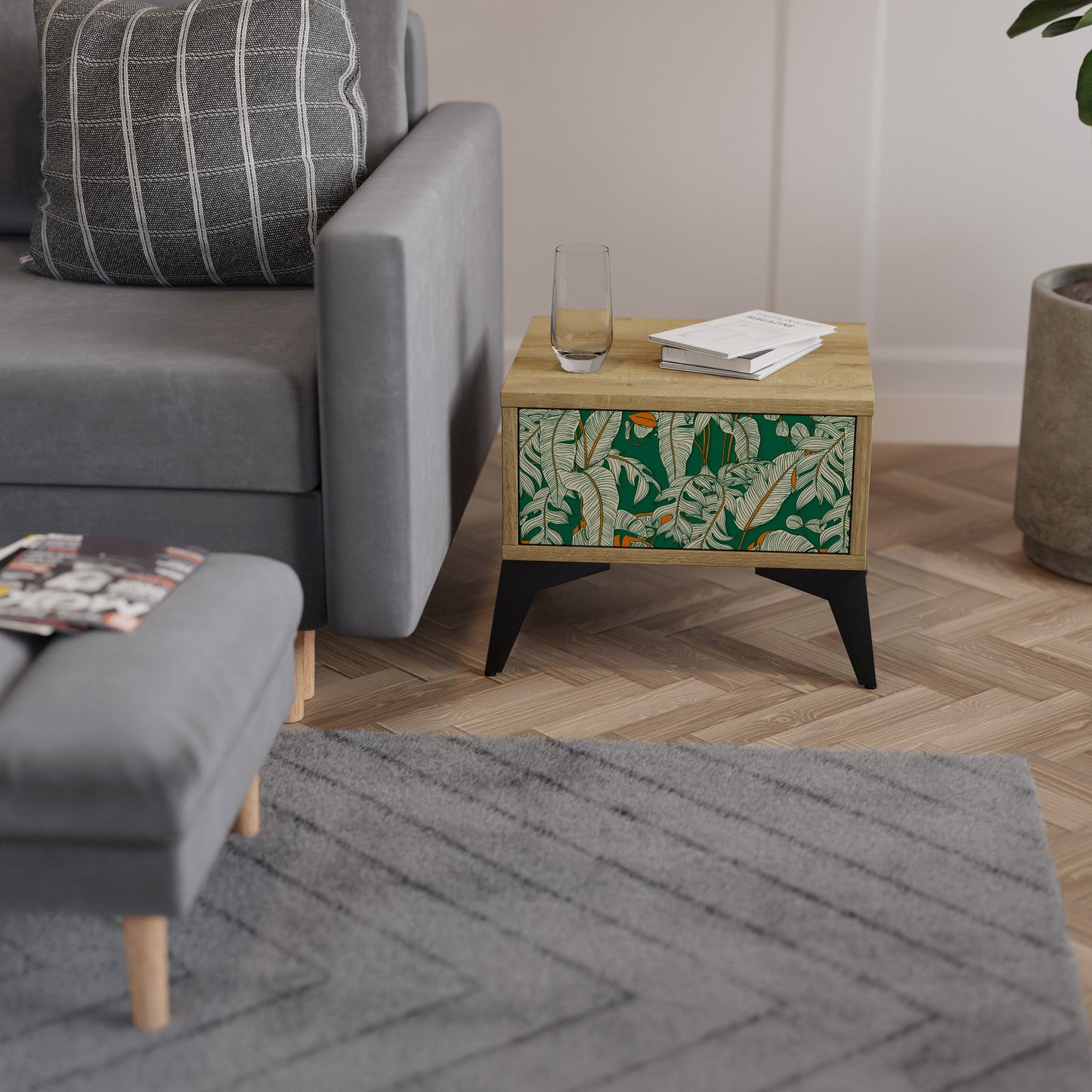 Comodino VERDANT PLEASURES in effetto rovere