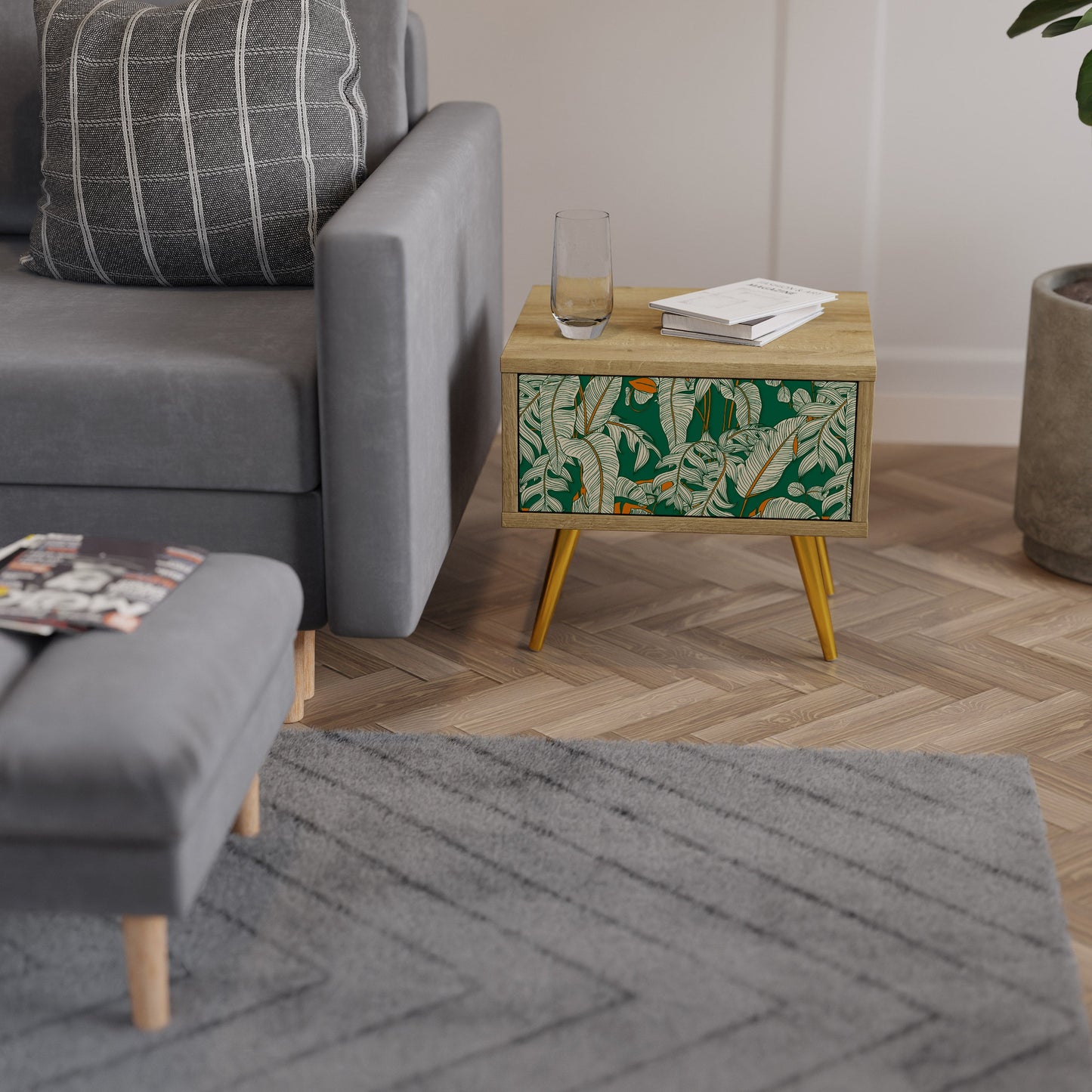 Comodino VERDANT PLEASURES in effetto rovere