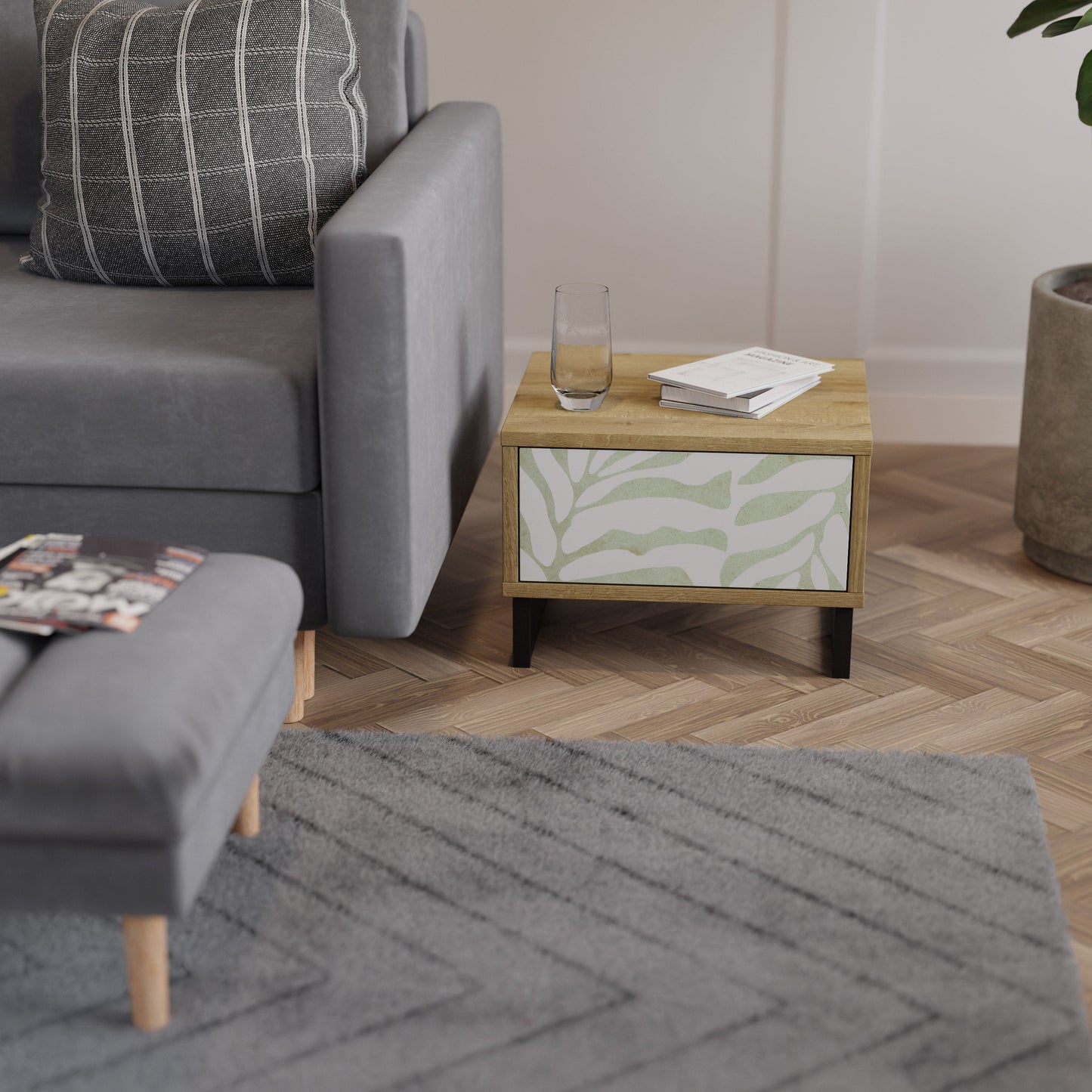 Comodino BOTANICAL SPARK in effetto rovere