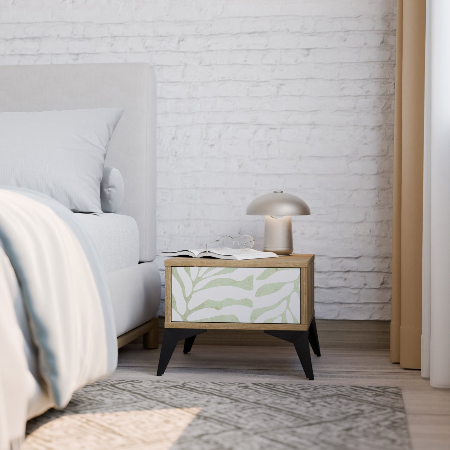 Comodino BOTANICAL SPARK in effetto rovere