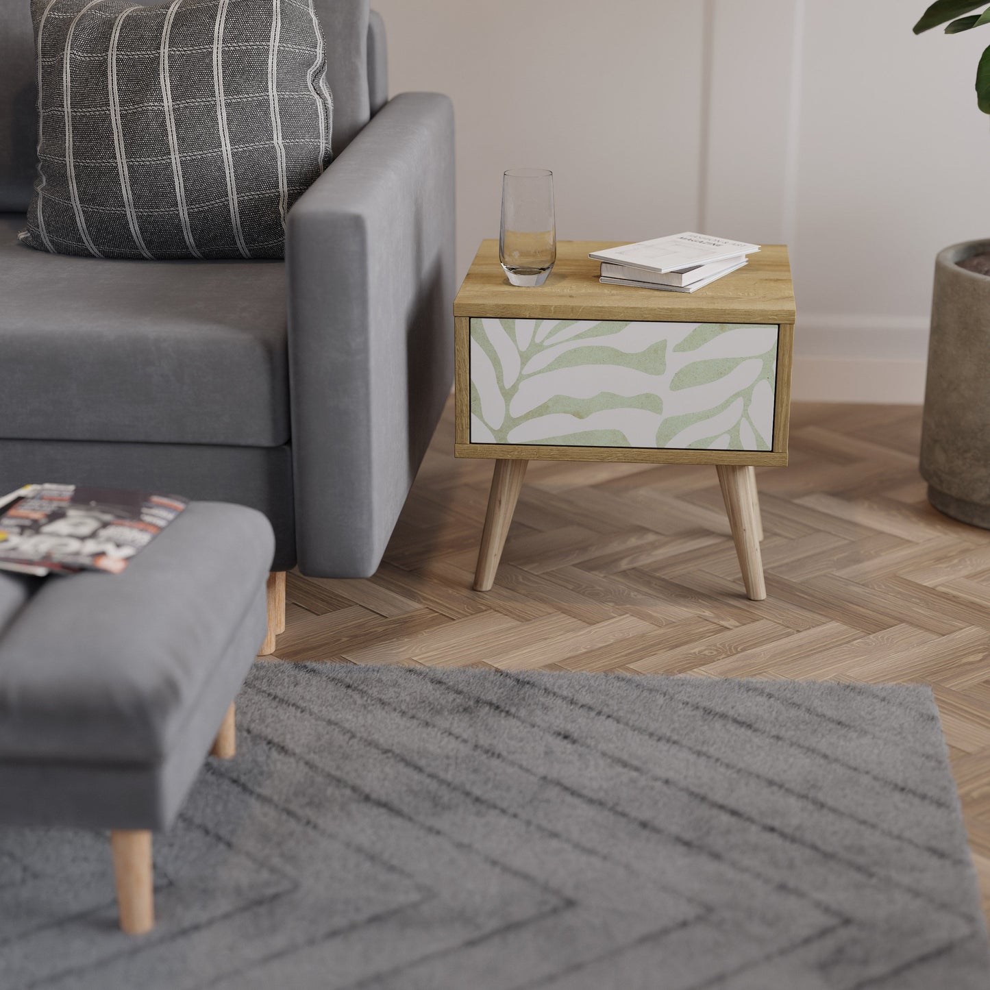 Comodino BOTANICAL SPARK in effetto rovere