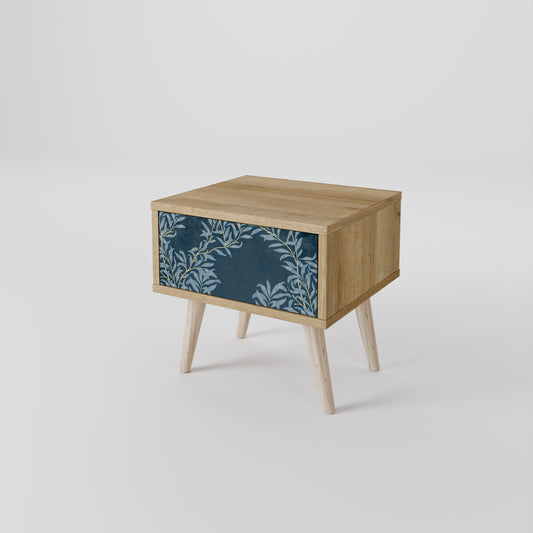 BLUE LEAVES Nightstand in Oak Effect