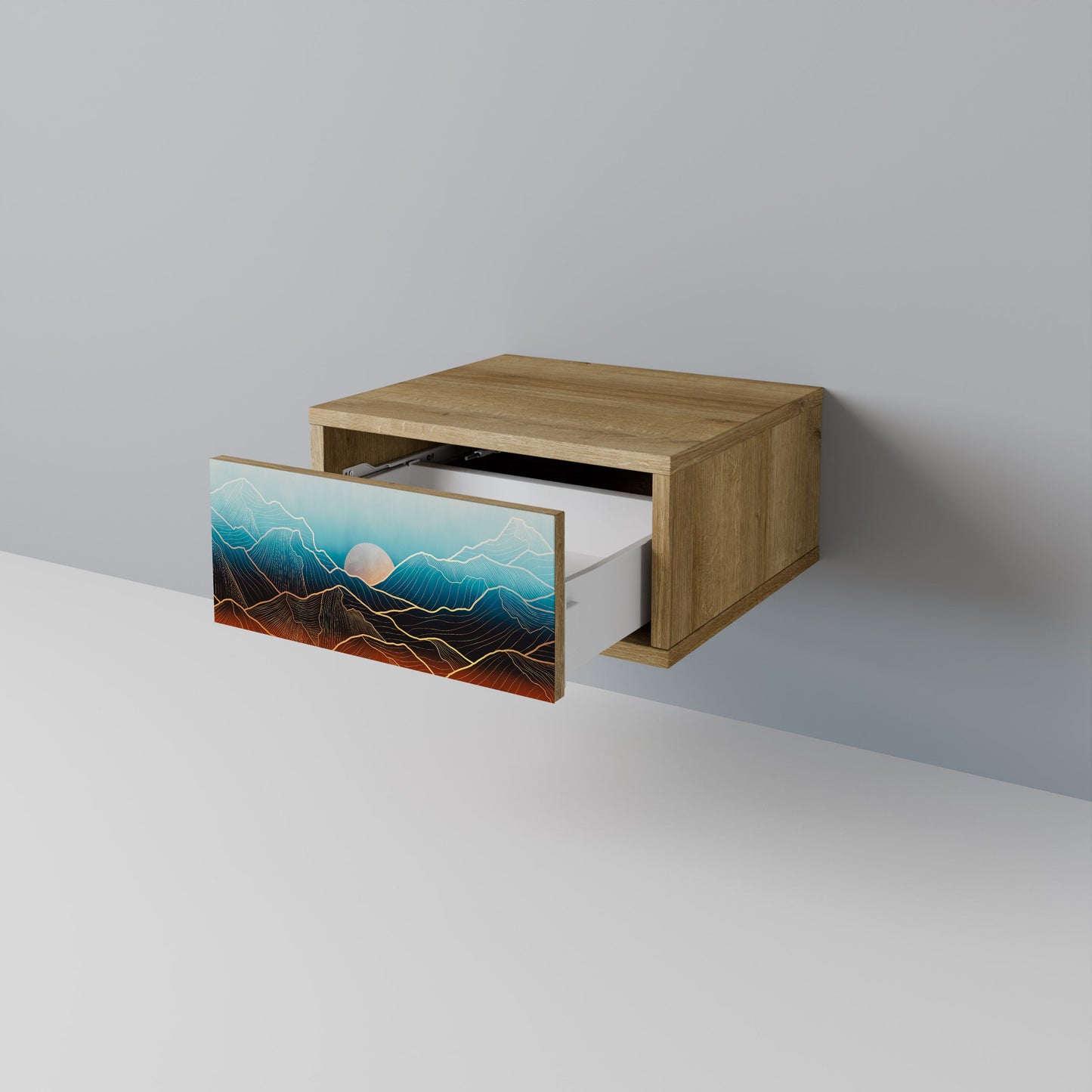 Comodino LUNAR SECRETS in effetto rovere