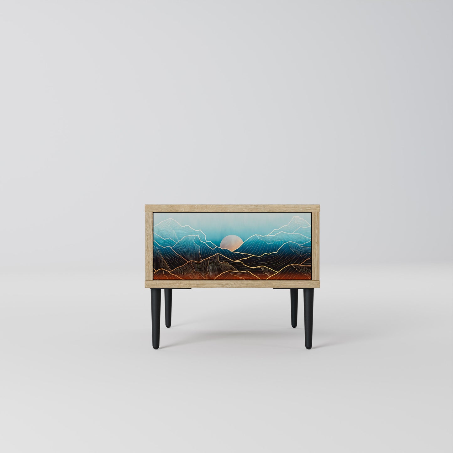 Comodino LUNAR SECRETS in effetto rovere