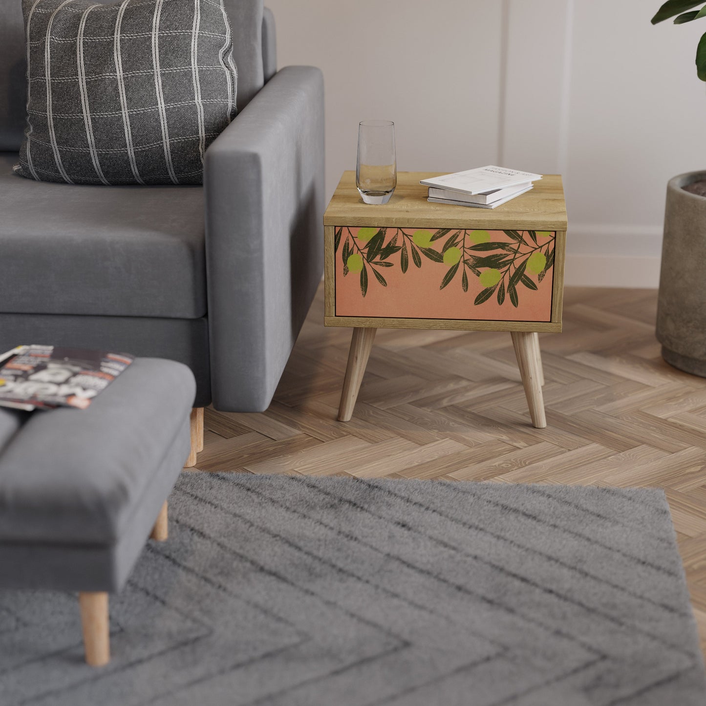 Comodino JUICY OLIVE in effetto rovere