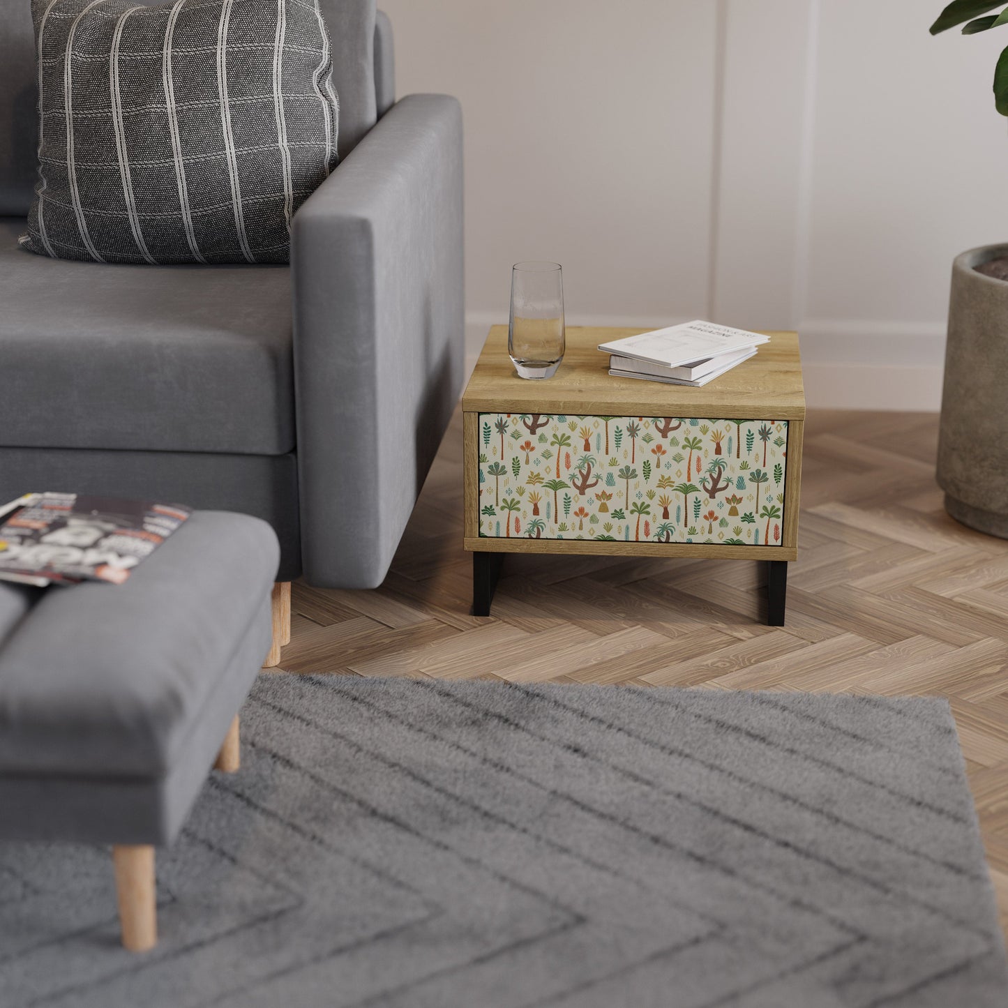Comodino PALM SPRING in effetto rovere