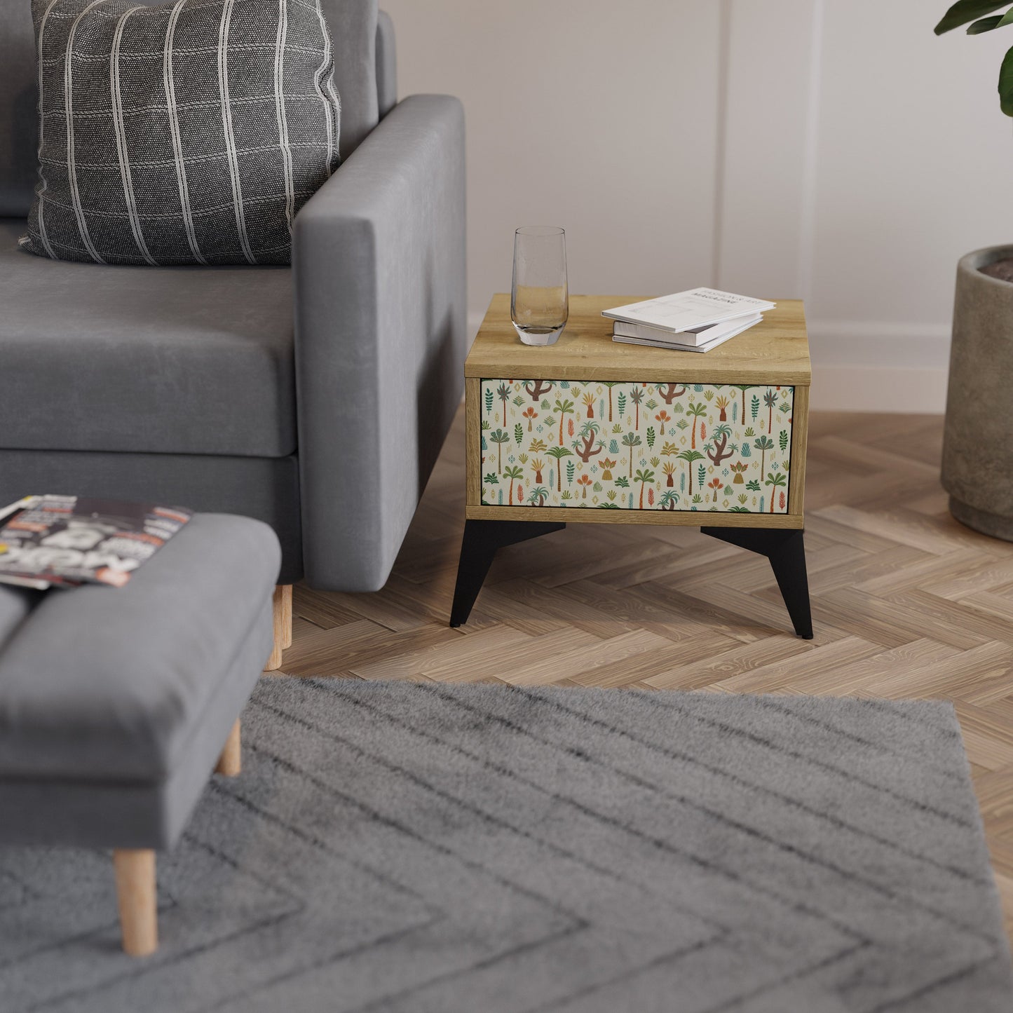 Comodino PALM SPRING in effetto rovere