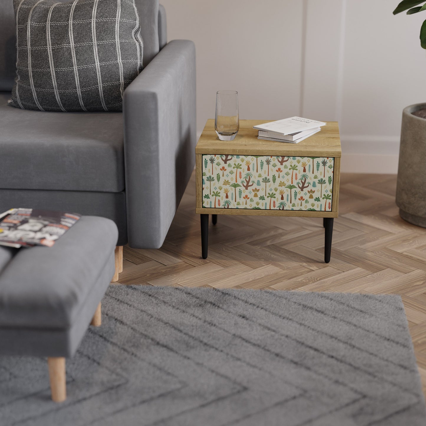 Comodino PALM SPRING in effetto rovere