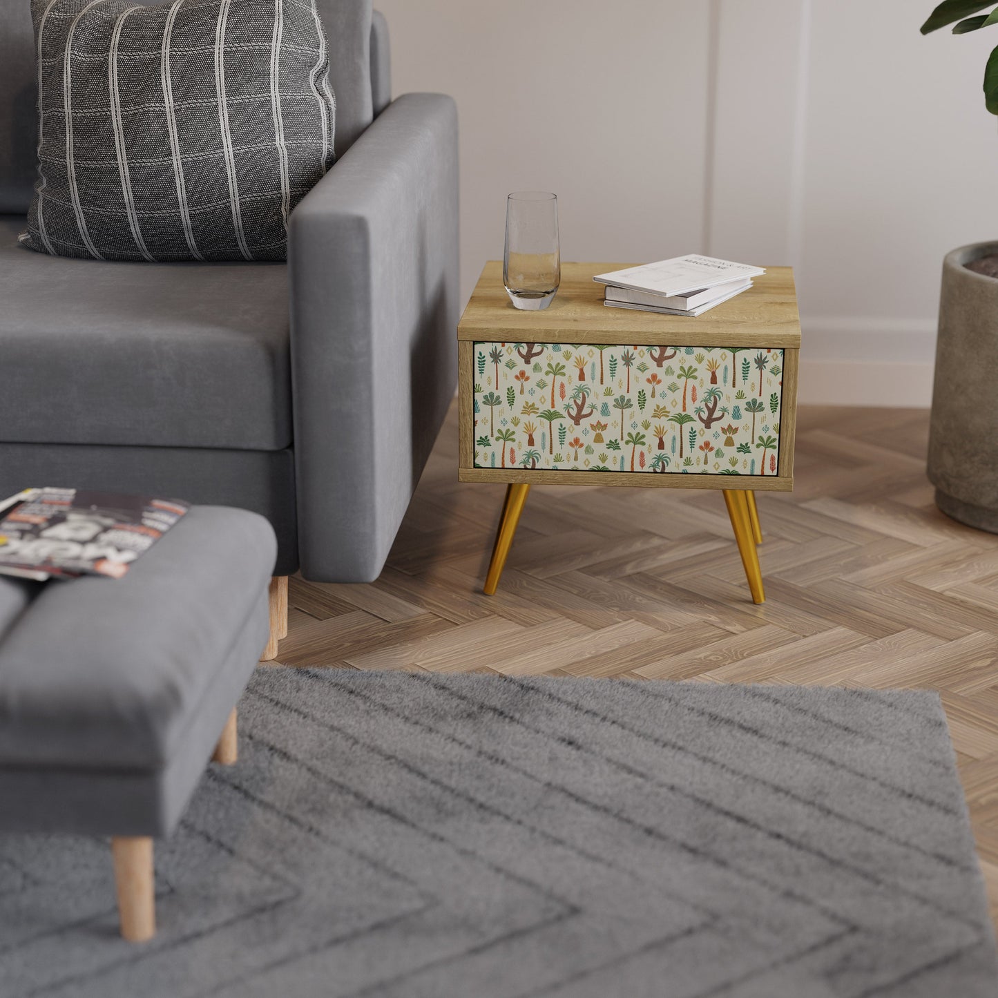 Comodino PALM SPRING in effetto rovere
